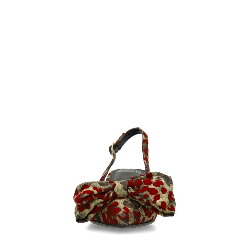 Burgundy leopard slingbacks met strik