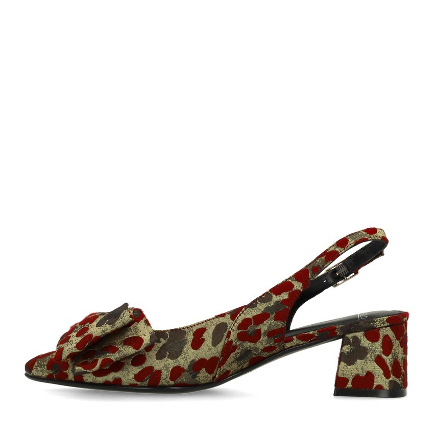 Burgundy leopard slingbacks met strik