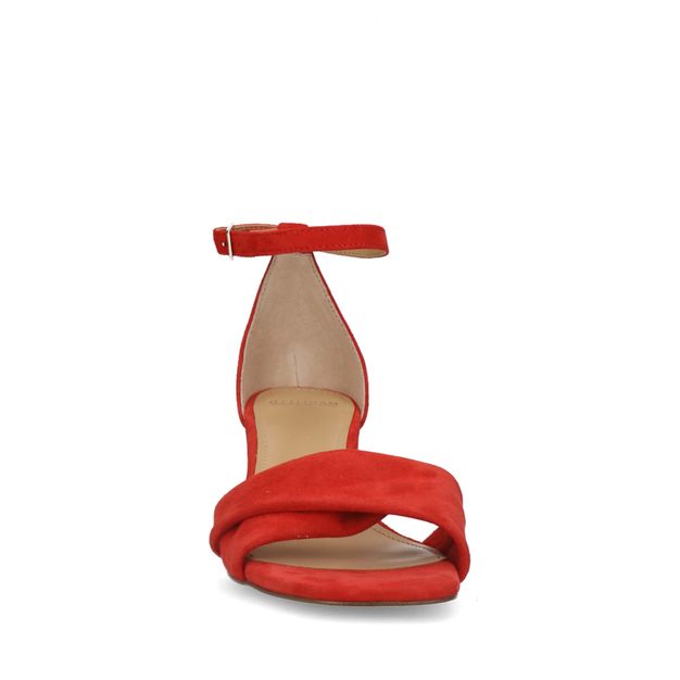 Rode suède sandalen met hak