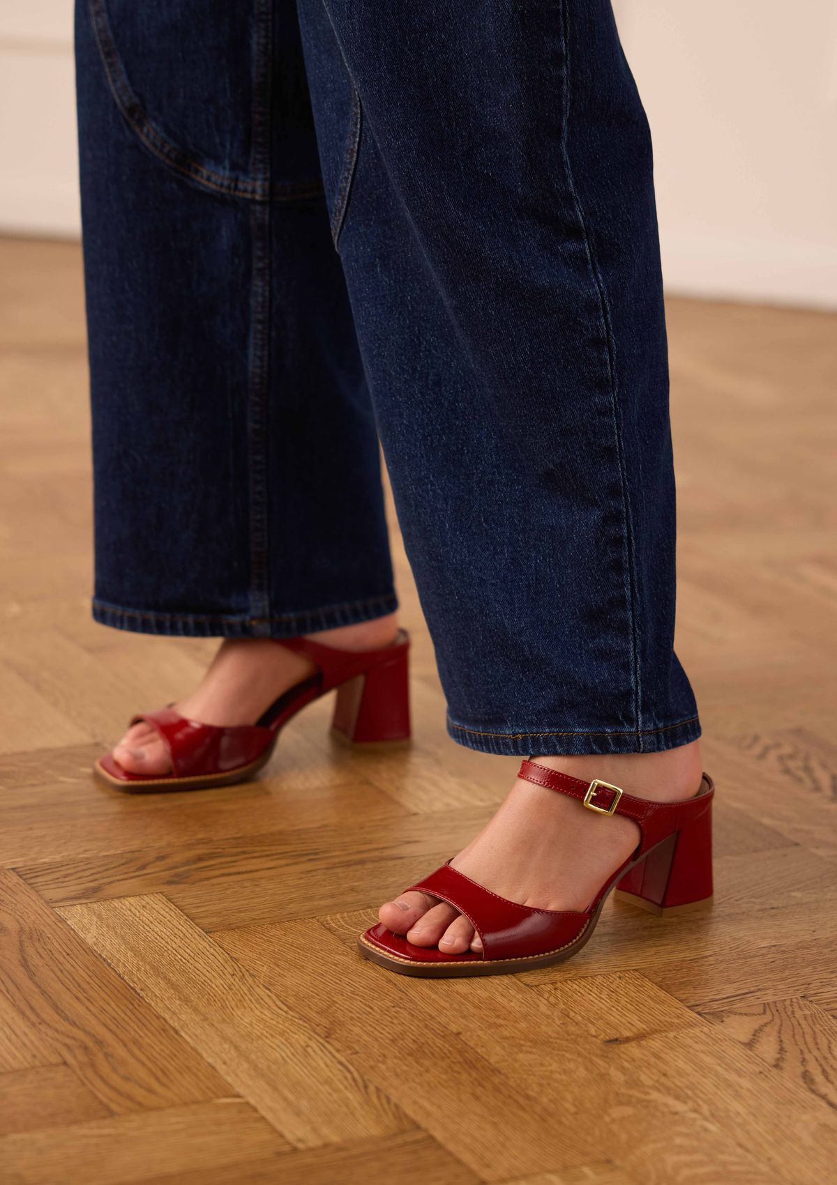 Rode lakleren sandalen met hak