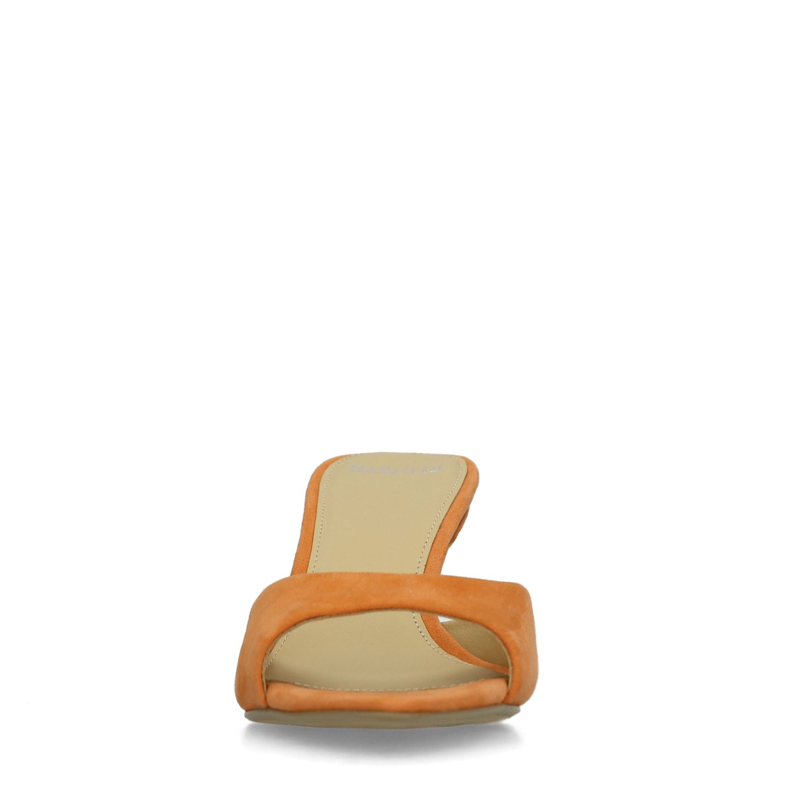 Orangefarbene Veloursleder-Pumps