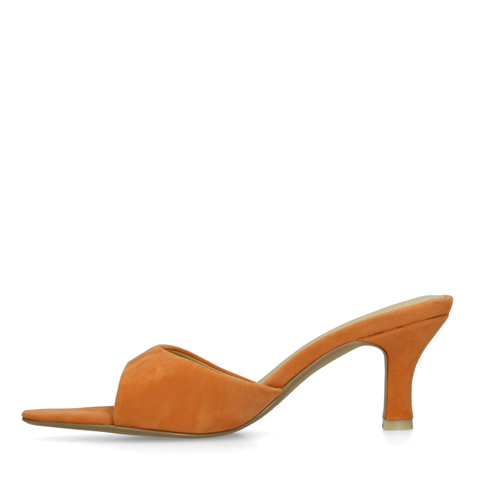 Orangefarbene Veloursleder-Pumps