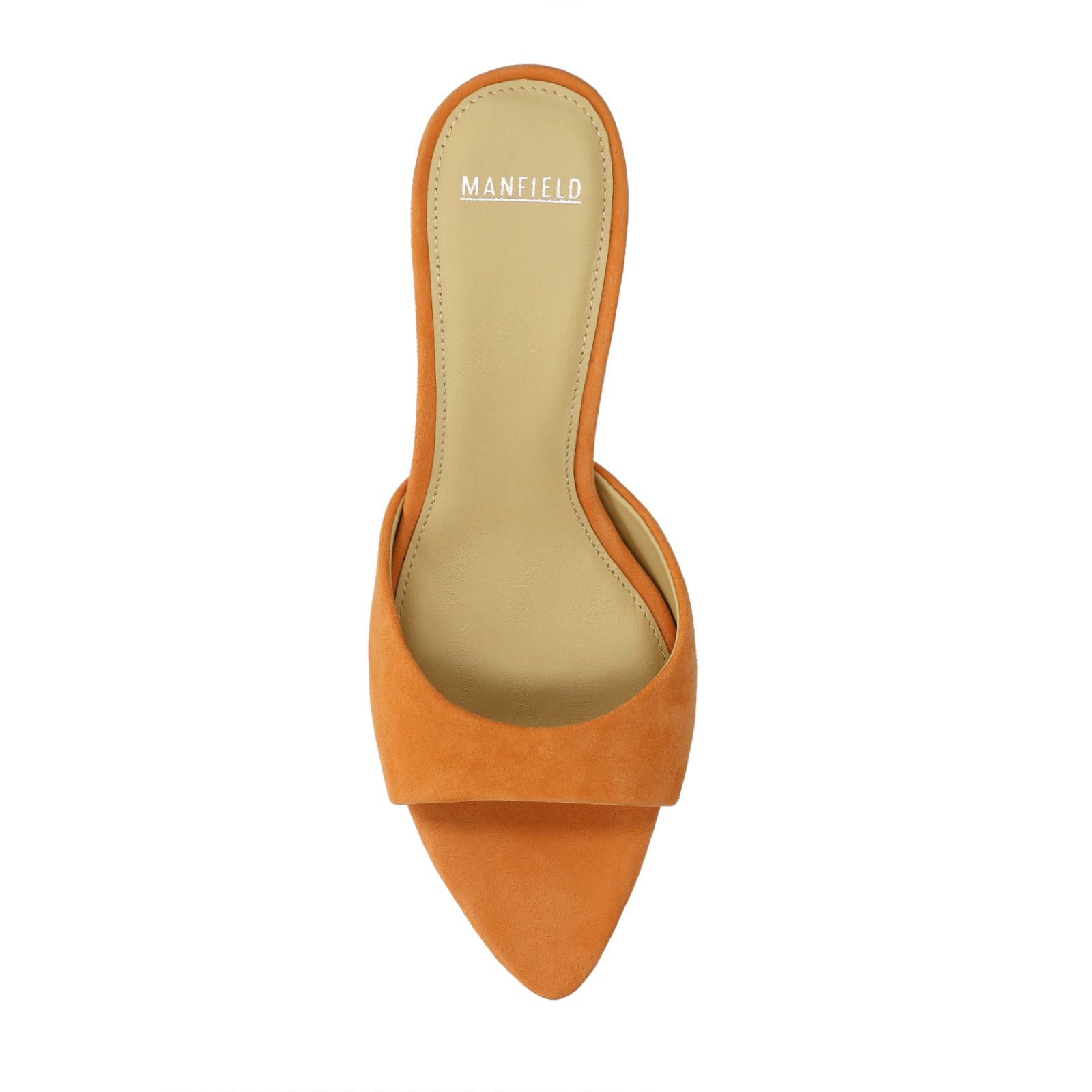 Orangefarbene Veloursleder-Pumps