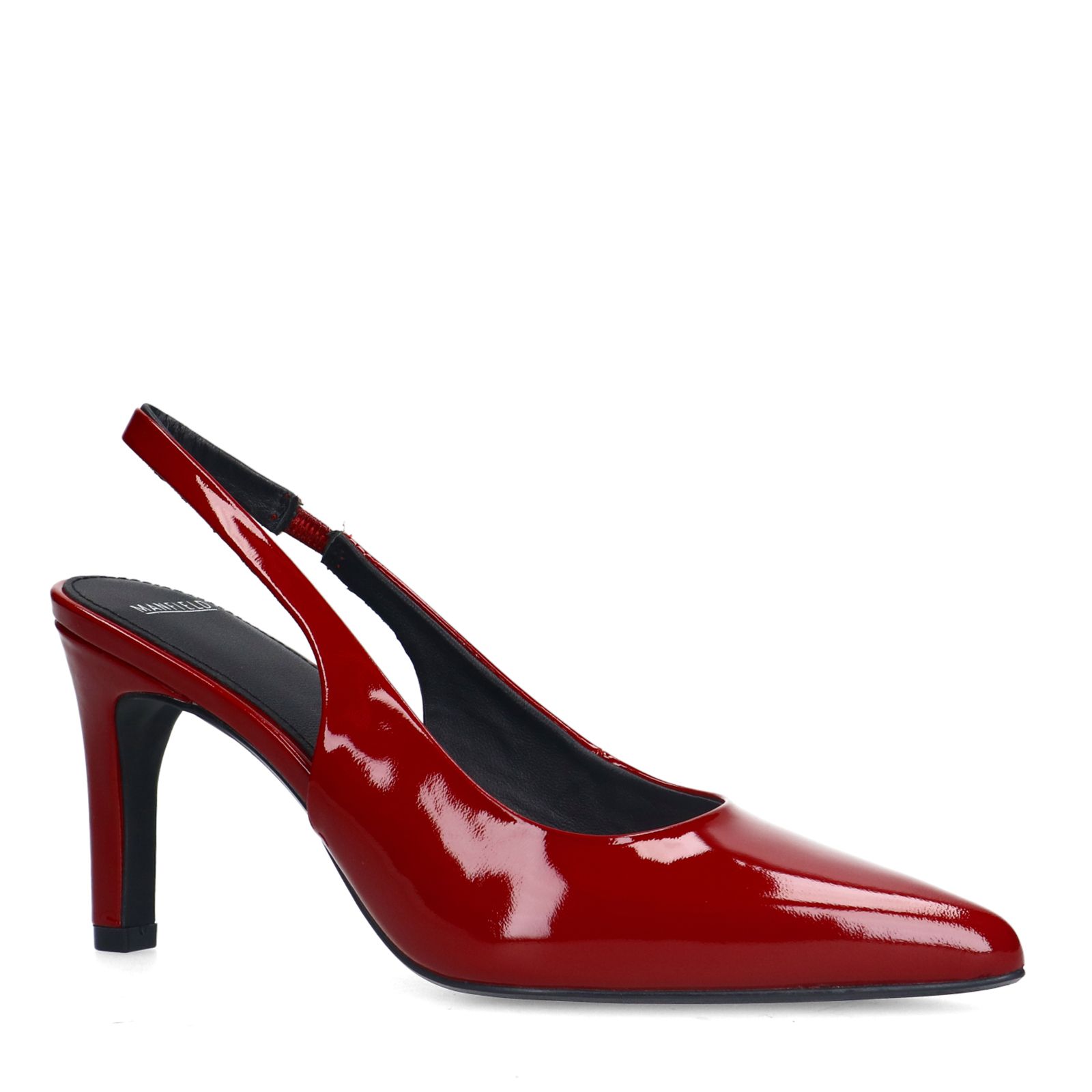 Rote Slingbackpumps aus Lackleder
