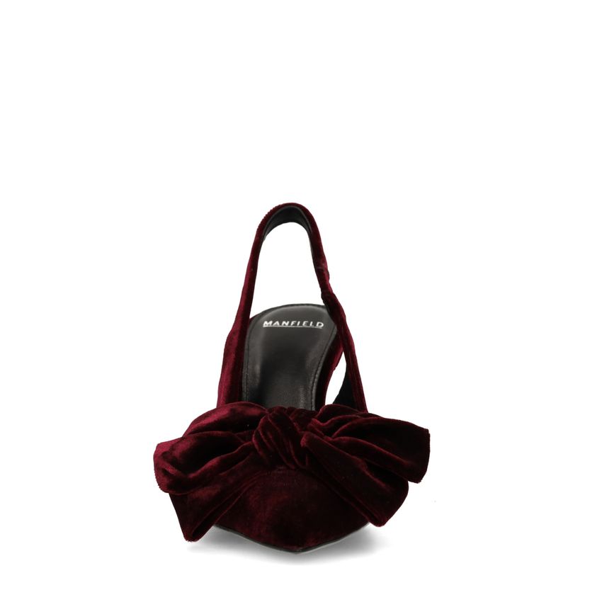 Burgundy velours slingback pumps