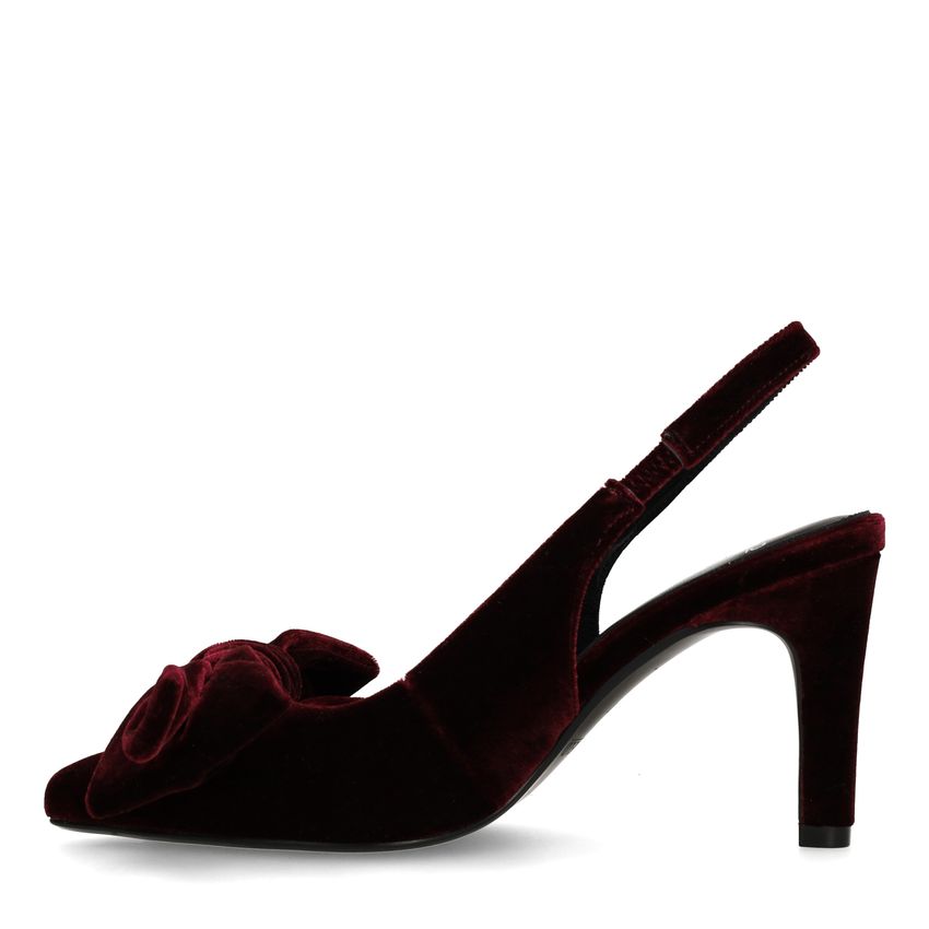 Burgundy velours slingback pumps