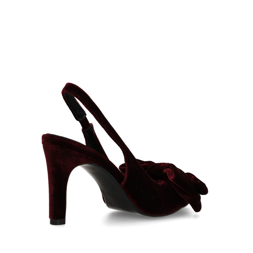 Burgundy velours slingback pumps