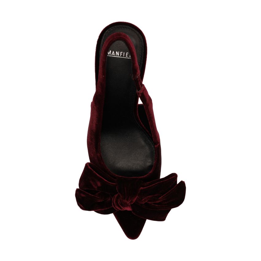 Burgundy velours slingback pumps