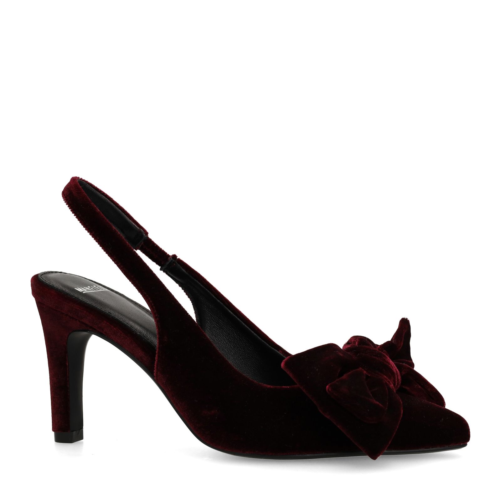 Burgundy velours slingback pumps
