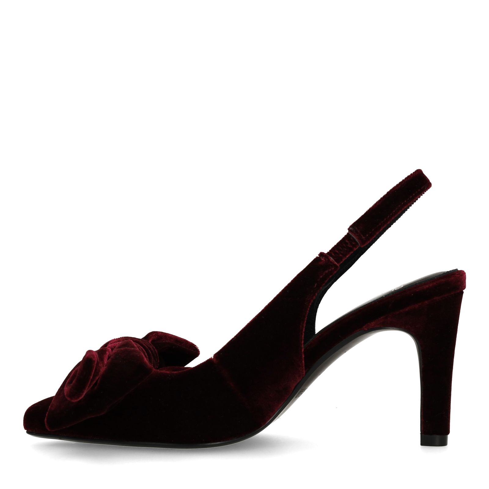 Burgundy velours slingback pumps