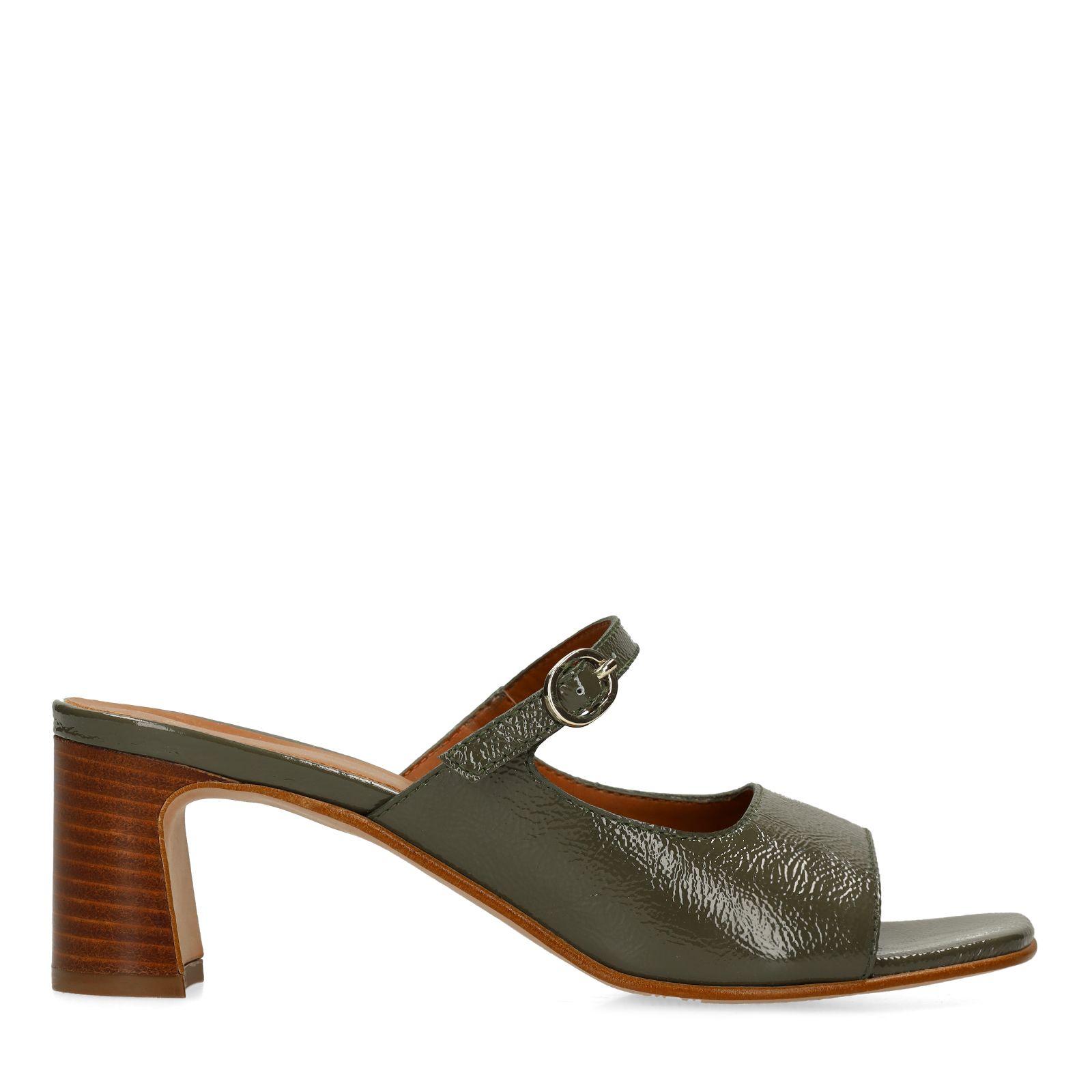 Groene leren sandalen met hak