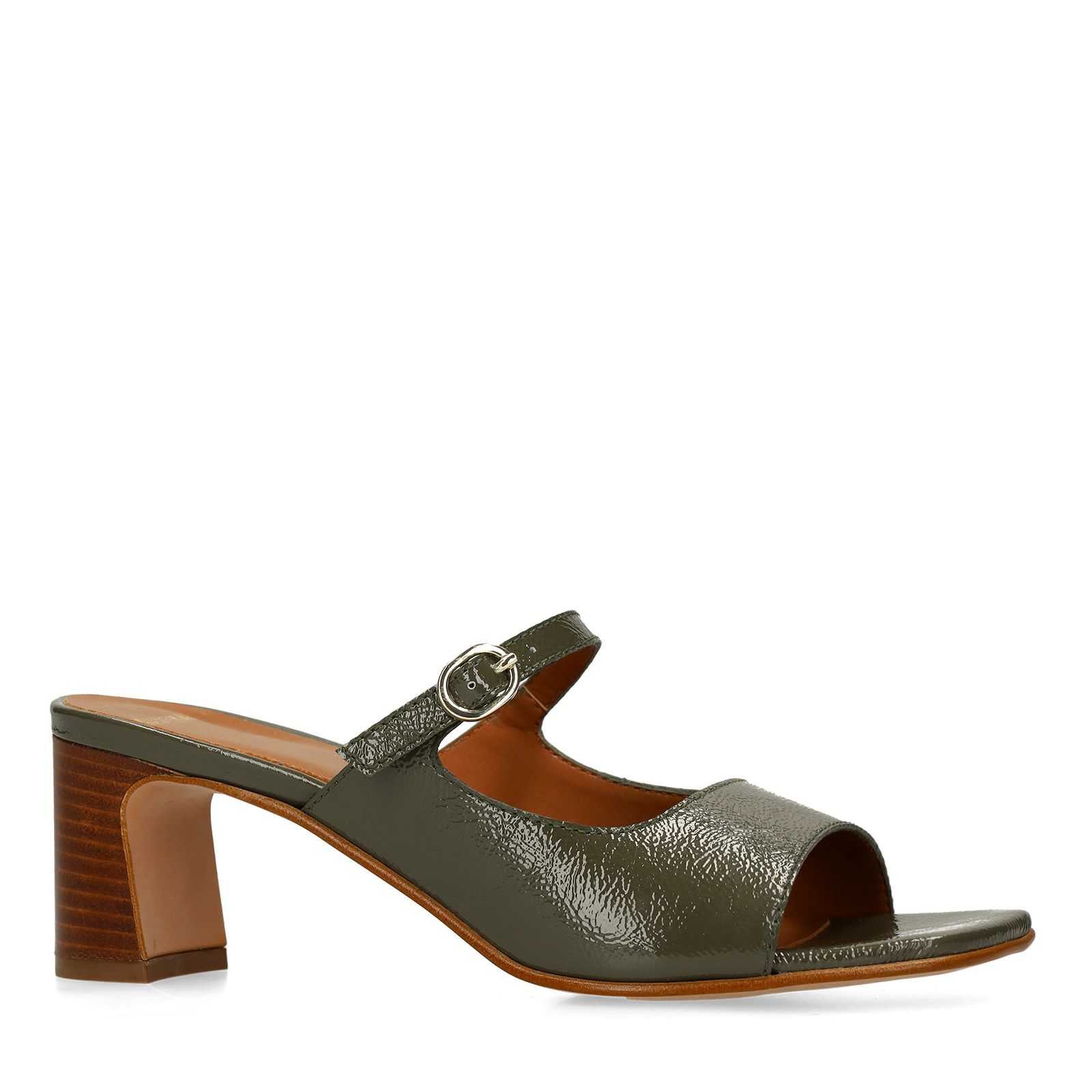 Groene leren sandalen met hak