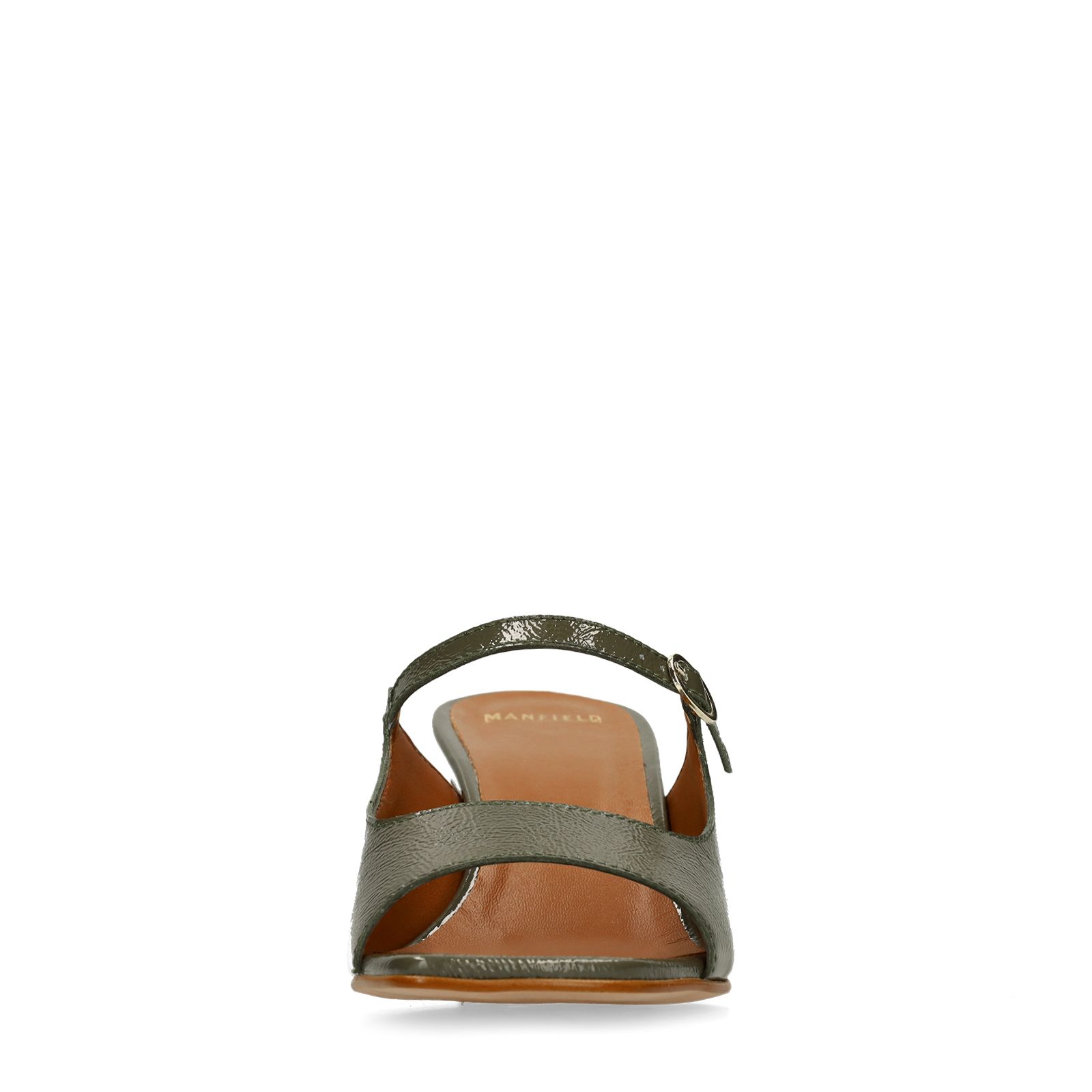 Groene leren sandalen met hak