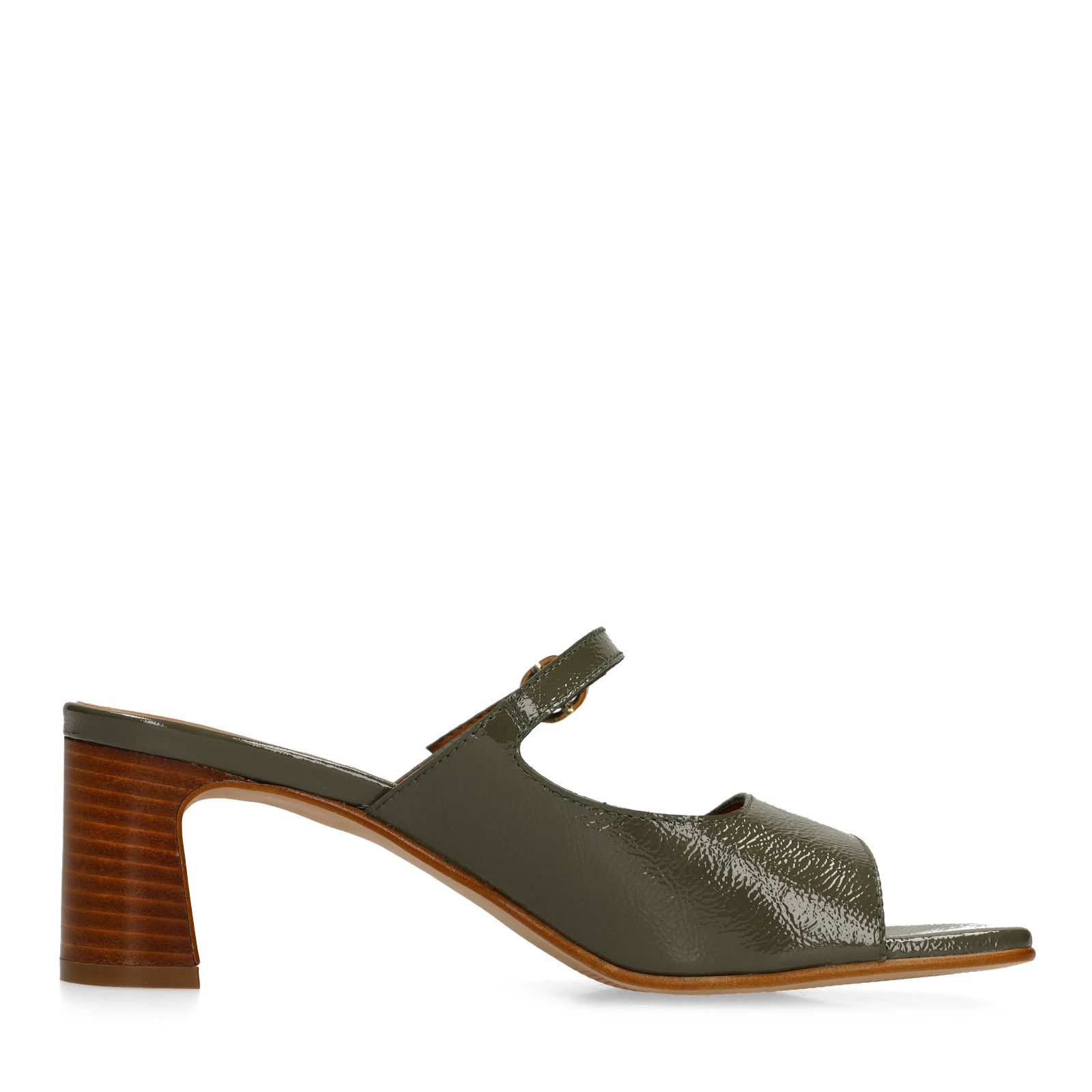 Groene leren sandalen met hak