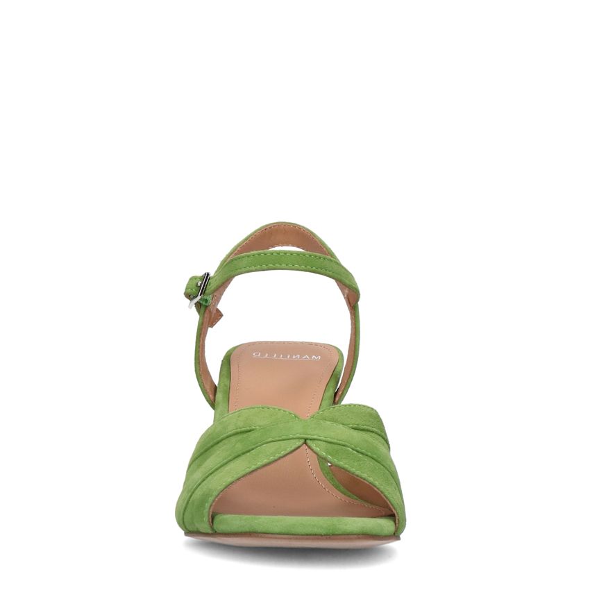 Grüne Veloursleder-Sandaletten