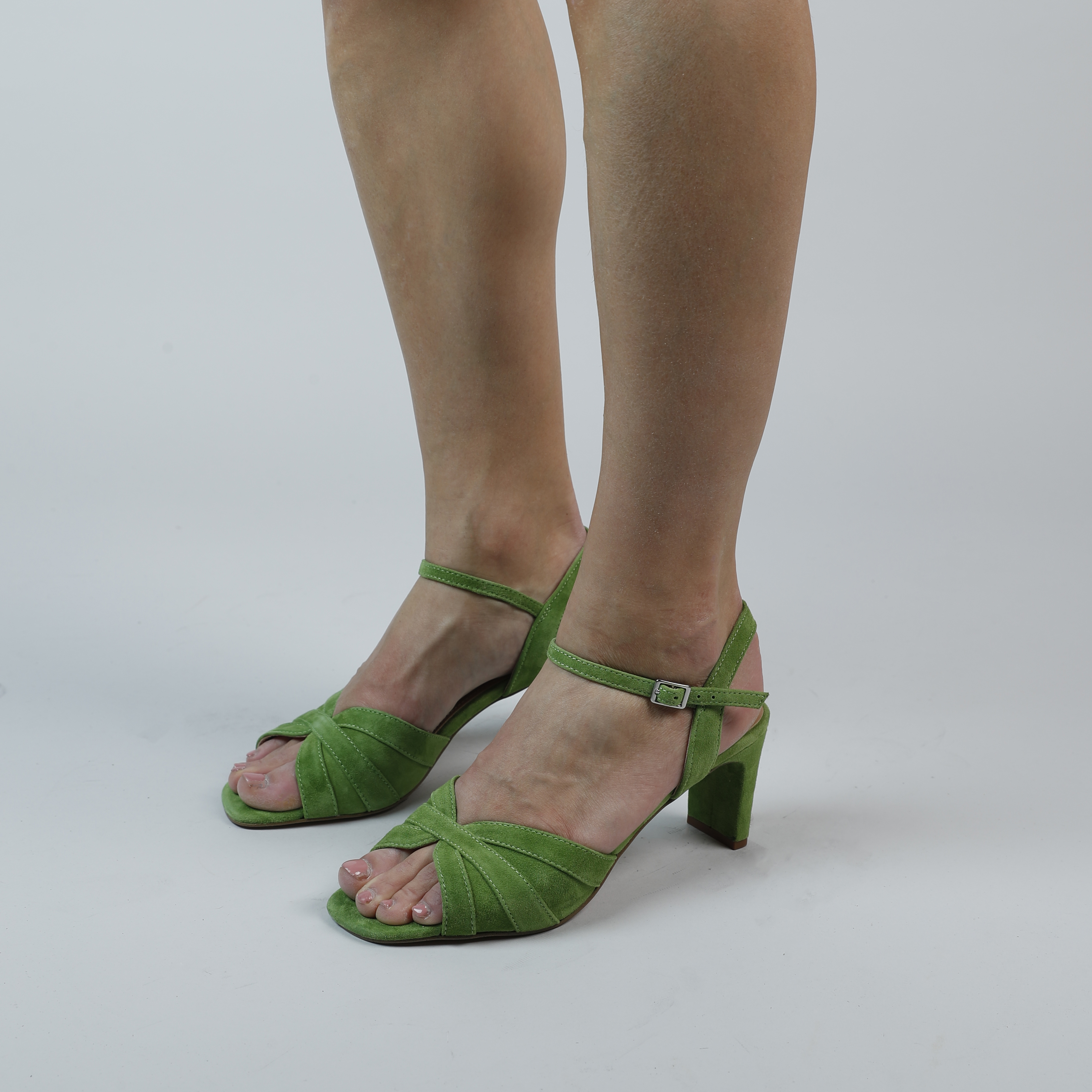 Groene sandalen met online hak