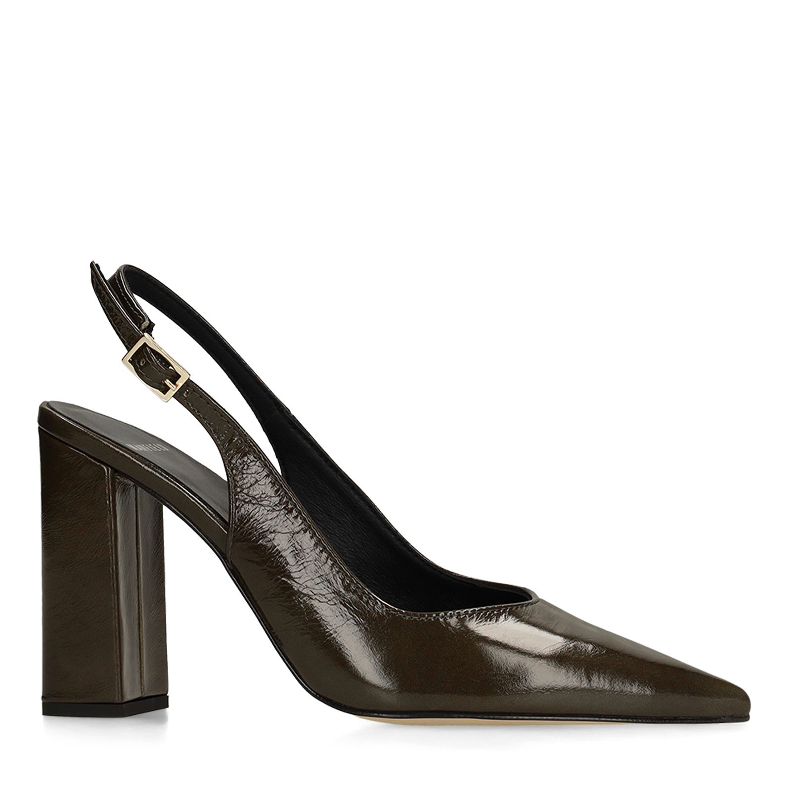 Dunkelgrüne Leder-Slingbacks