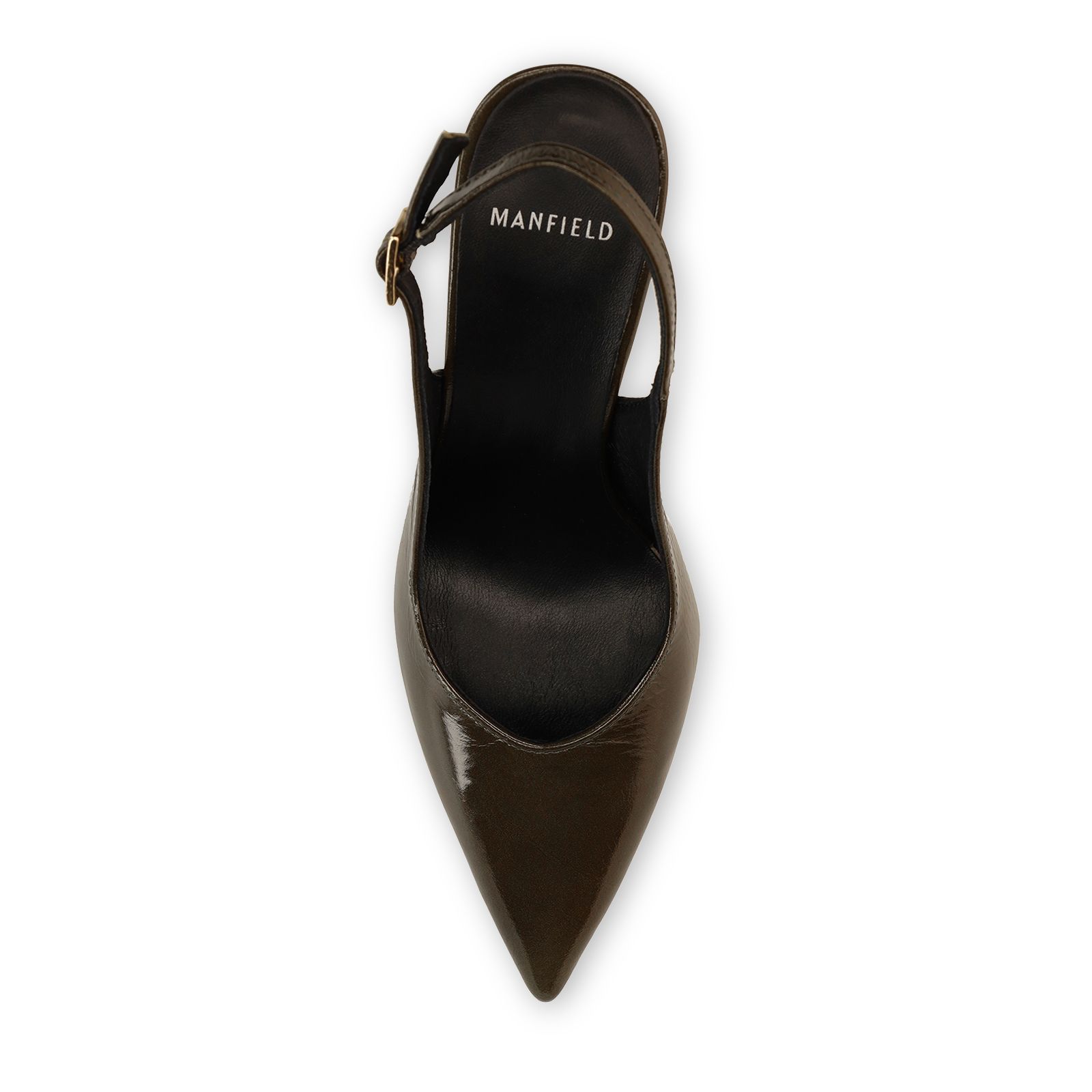 Dunkelgrüne Leder-Slingbacks