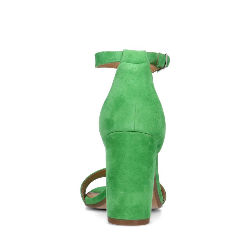 Grüne Veloursleder-Sandaletten