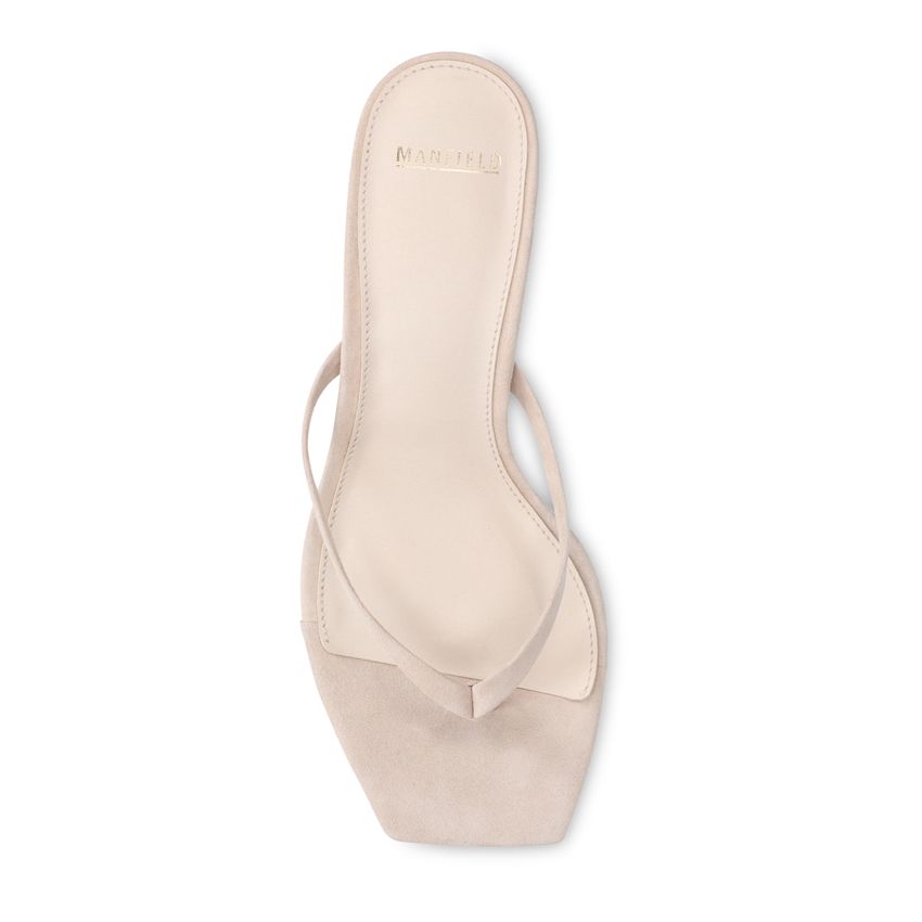 Weiße Veloursleder-Sandaletten