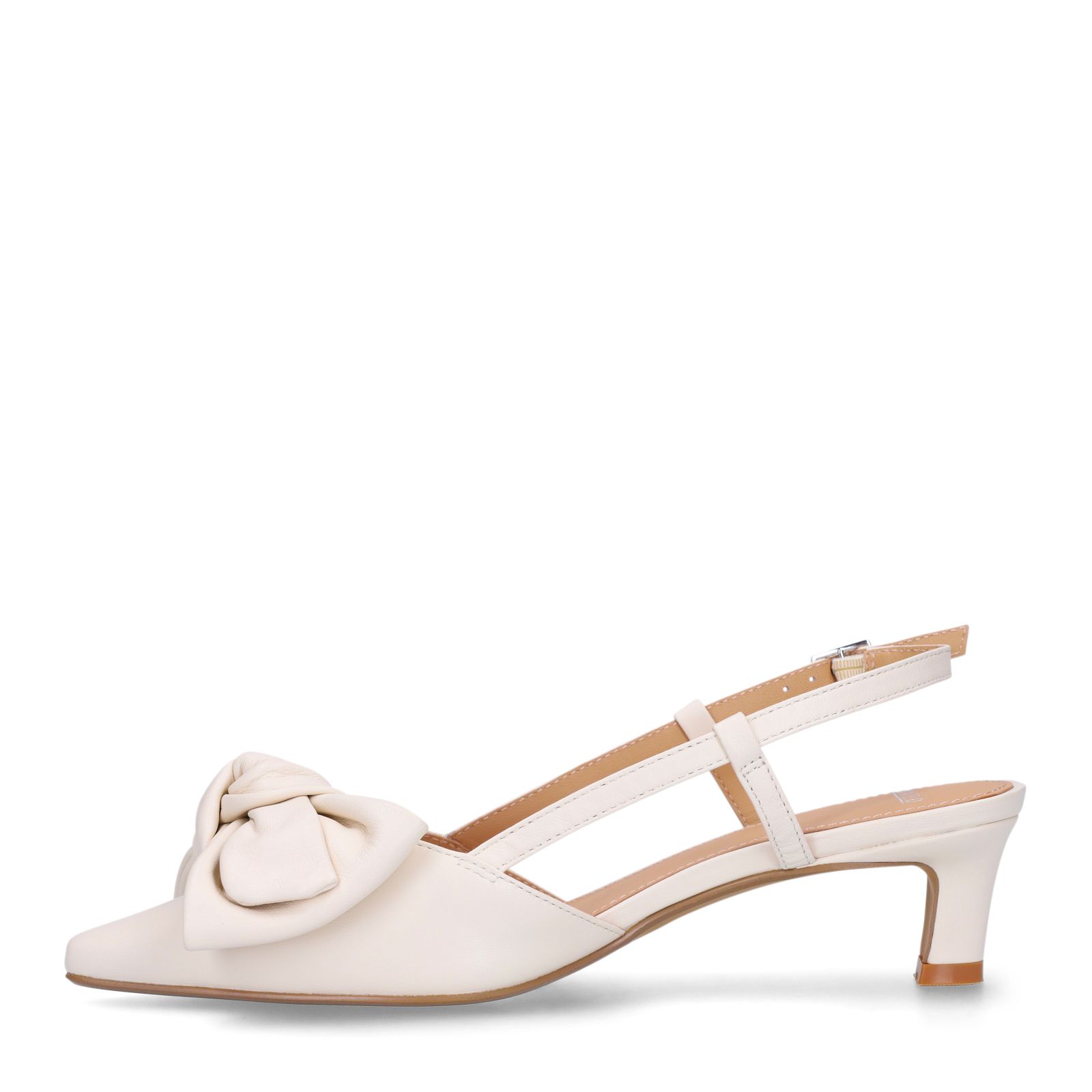 Offwhite Slingbackpumps aus Leder