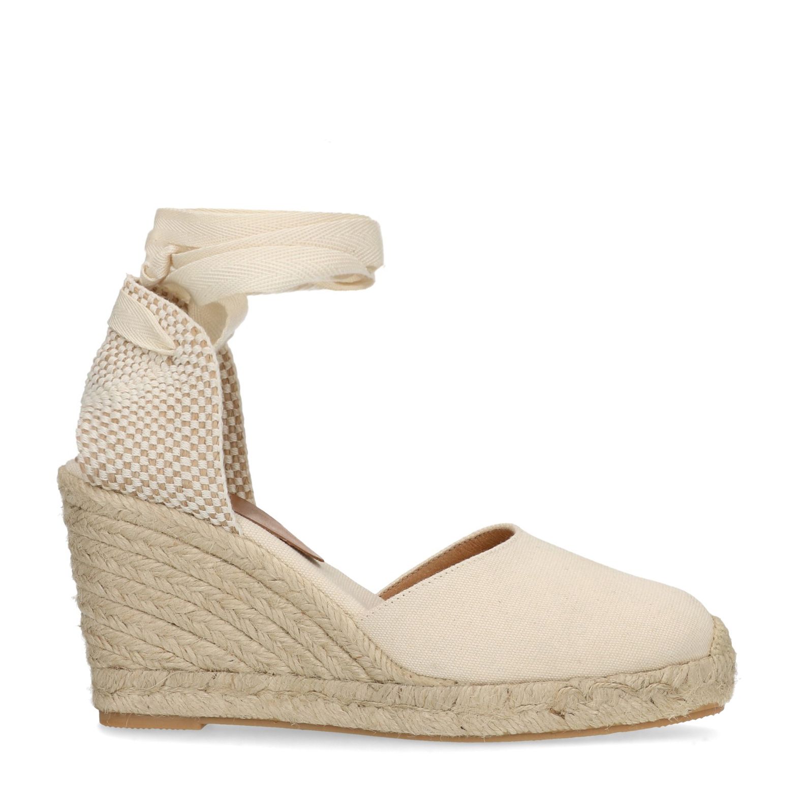 Canvas witte sleehakken