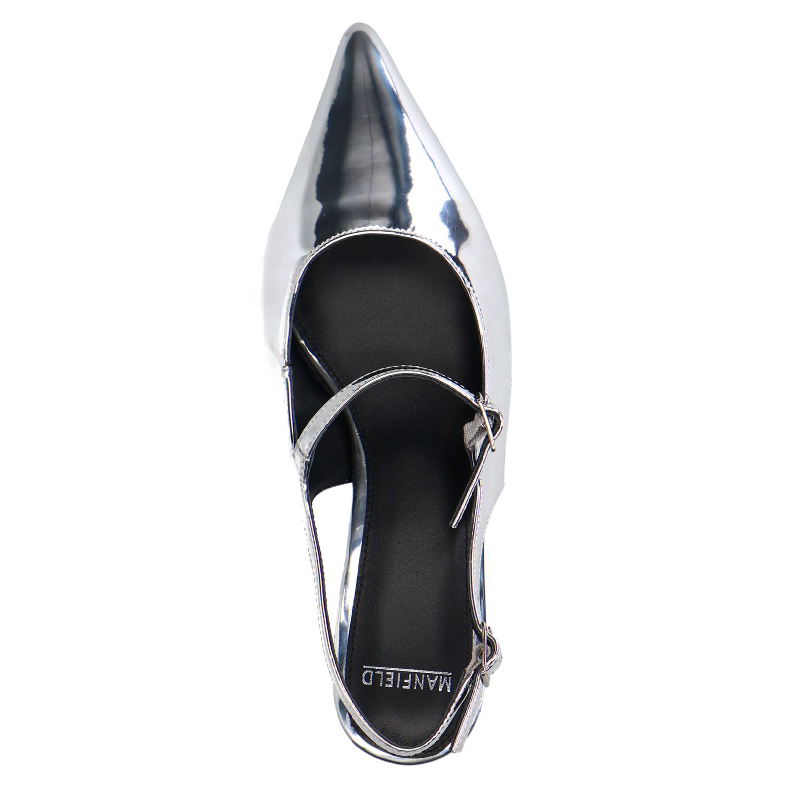 Silberfarbene Slingbacks aus Leder