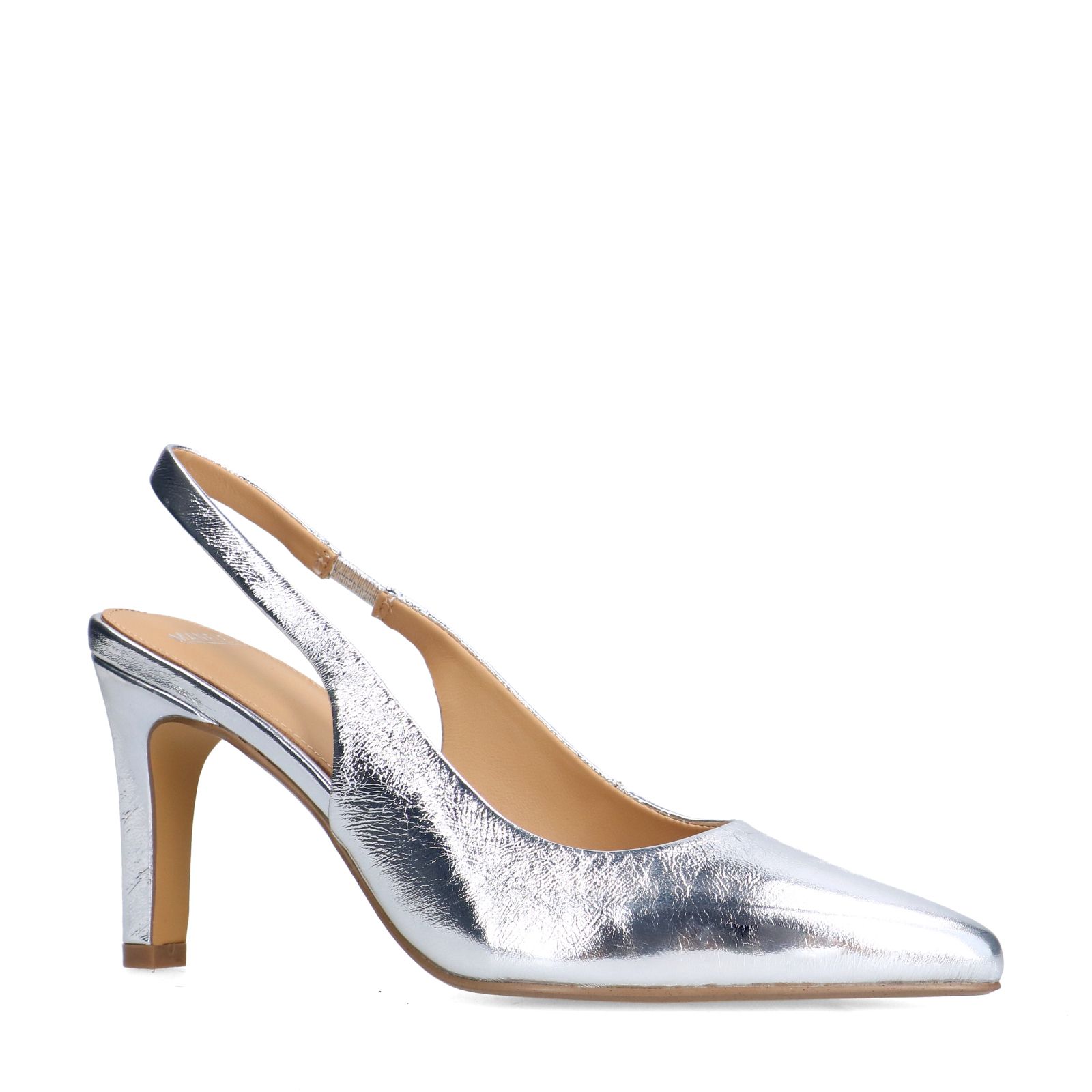 Zilverkleurige leren slingbacks