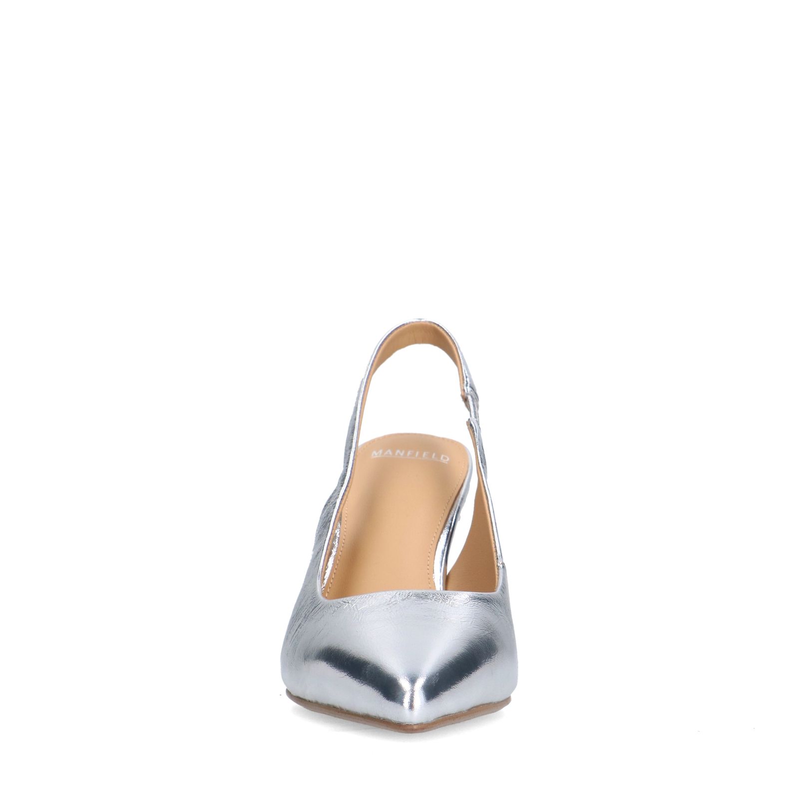 Zilverkleurige leren slingbacks