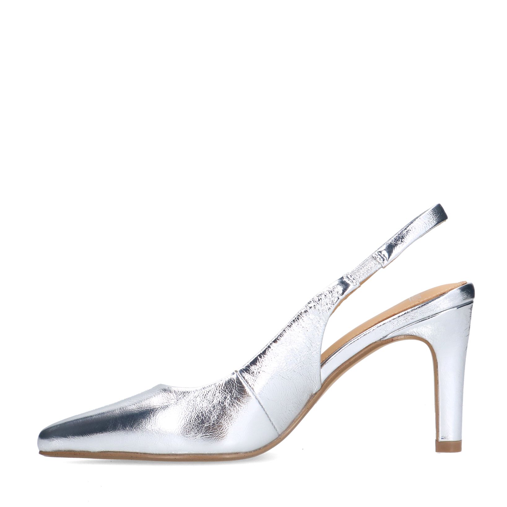 Zilverkleurige leren slingbacks