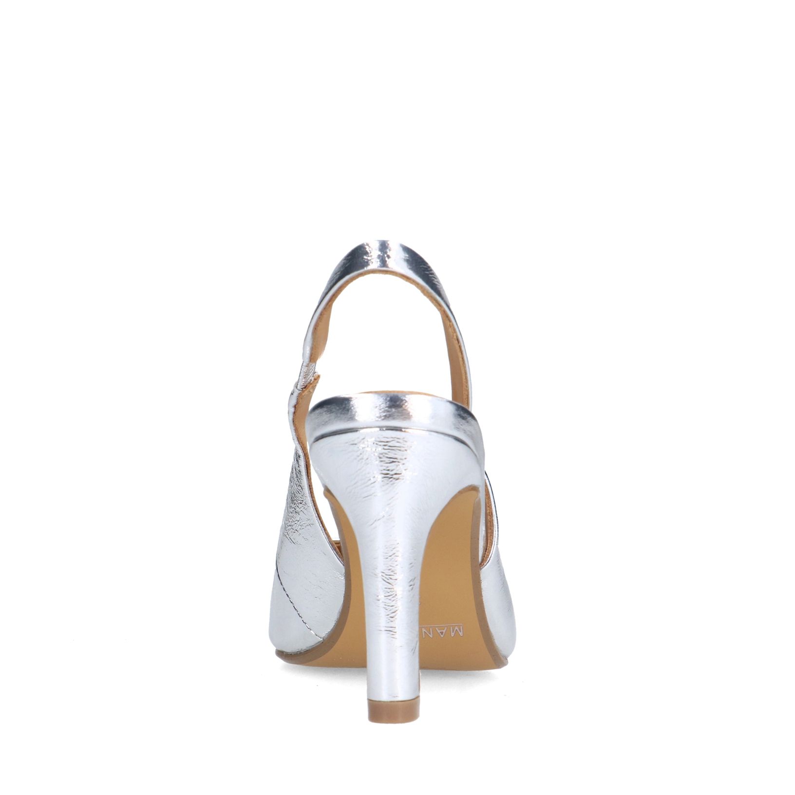 Zilverkleurige leren slingbacks