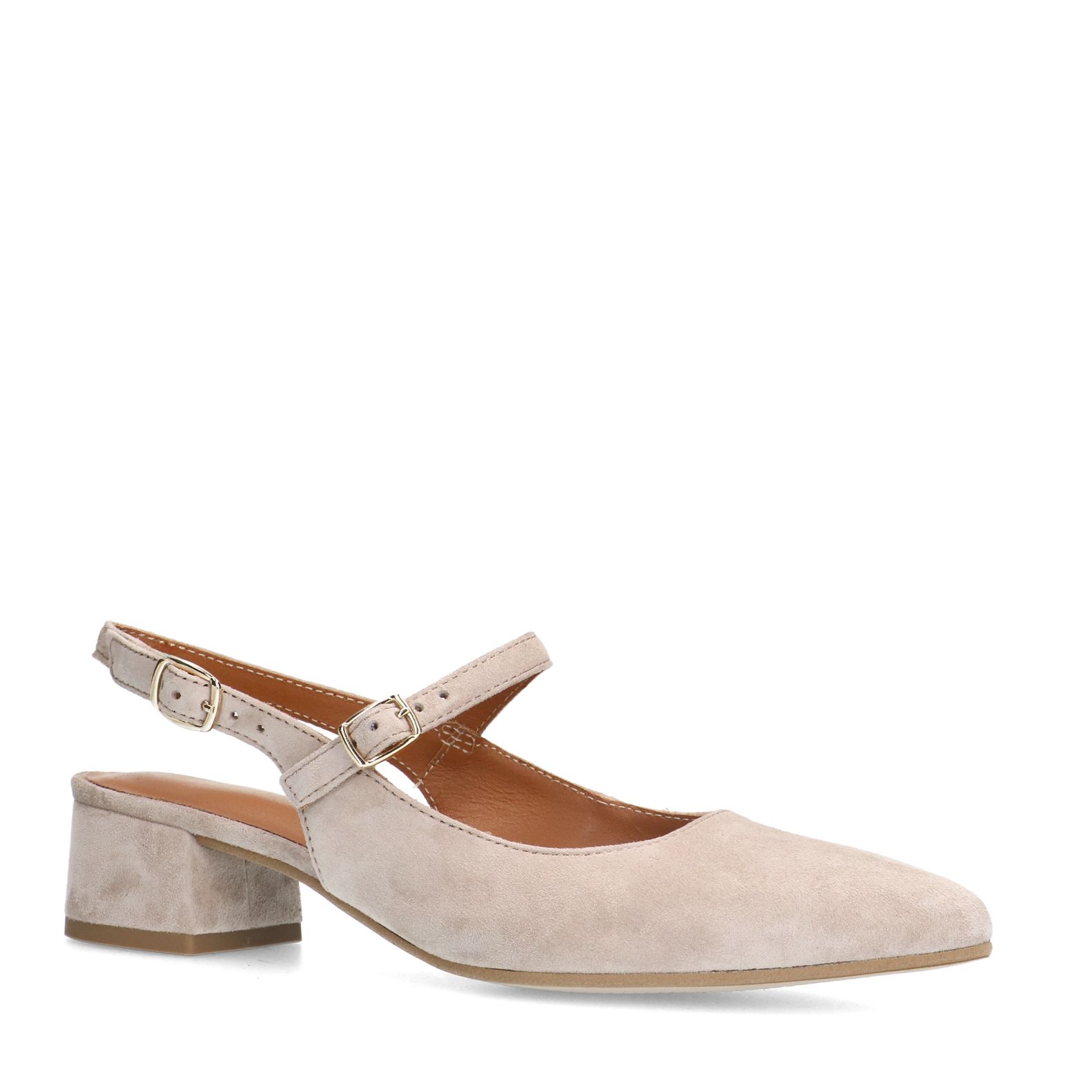 Beige suède slingbacks