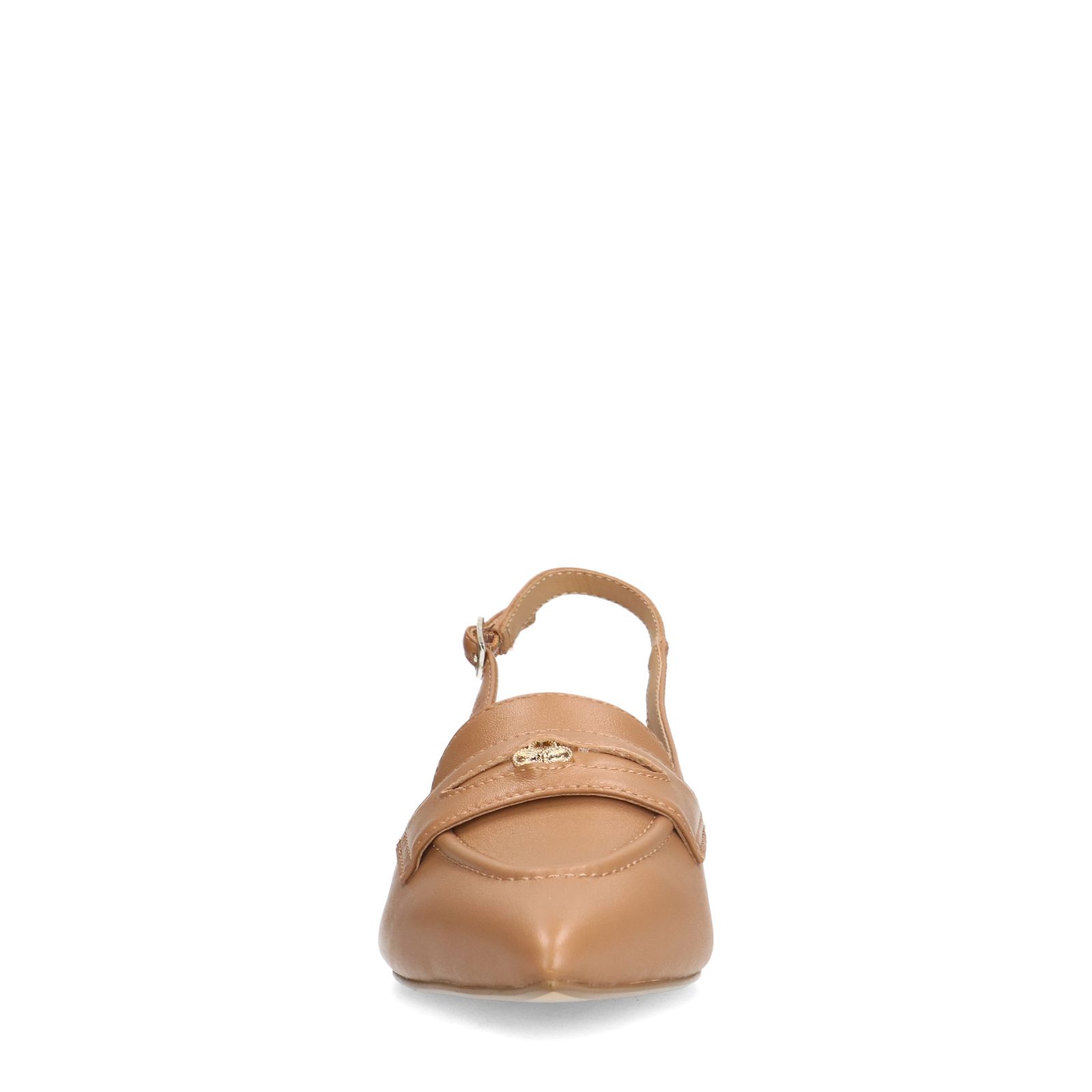 Taupefarbene Slingbackpumps aus Leder