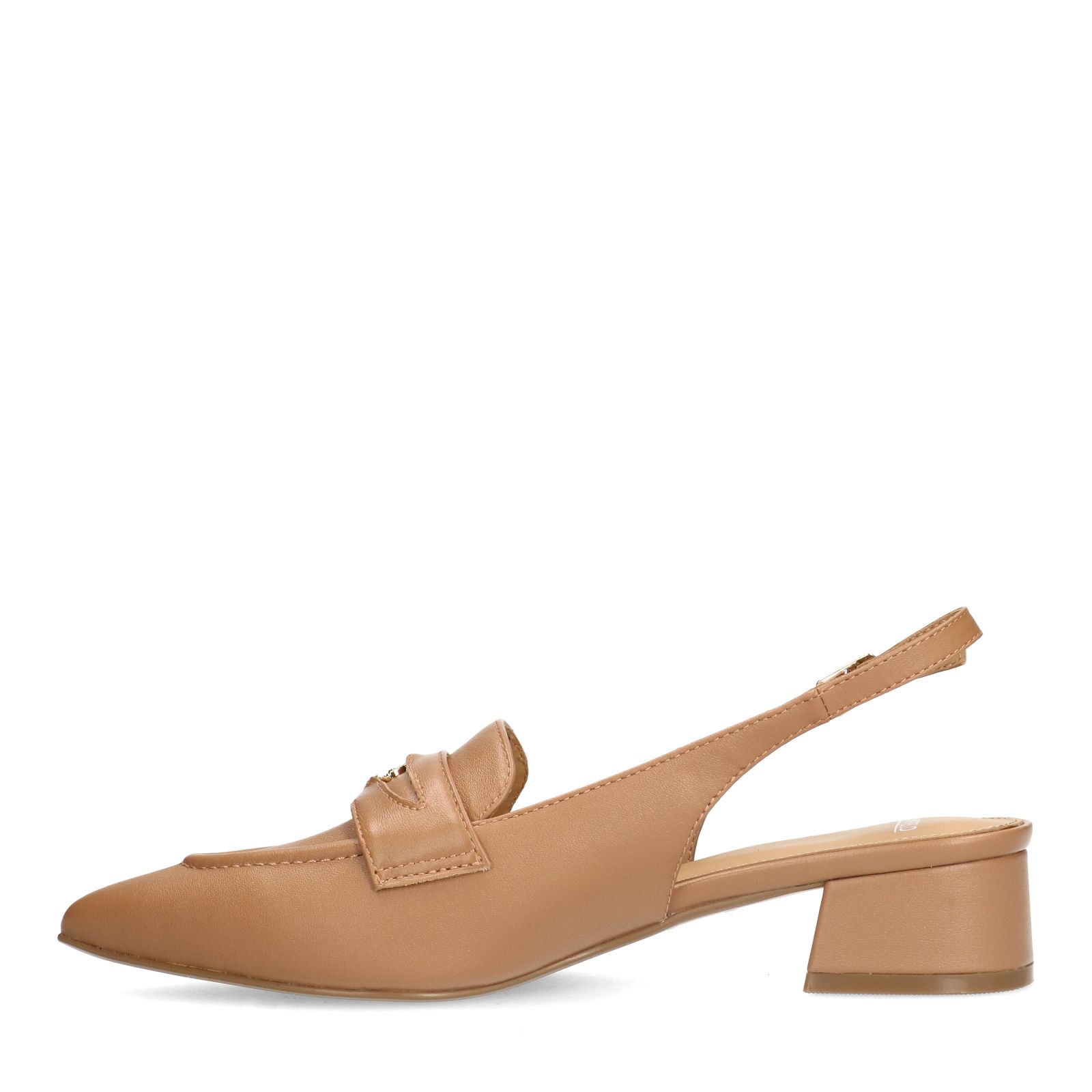 Taupefarbene Slingbackpumps aus Leder