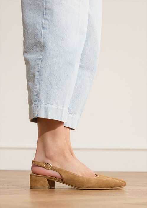 Cognac suède slingbacks
