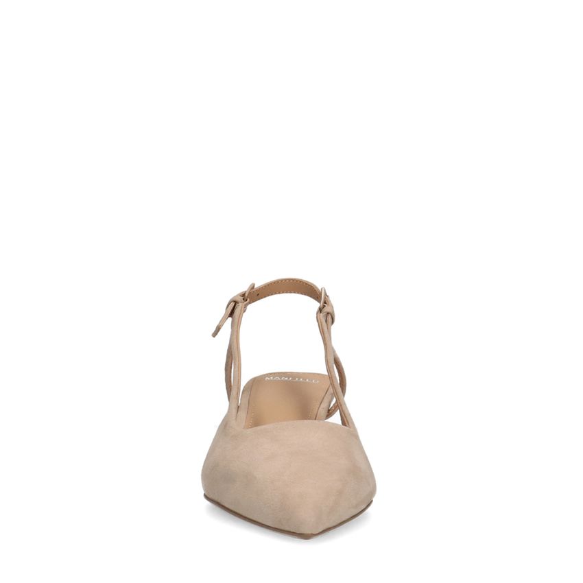 Beige suède slingback pumps