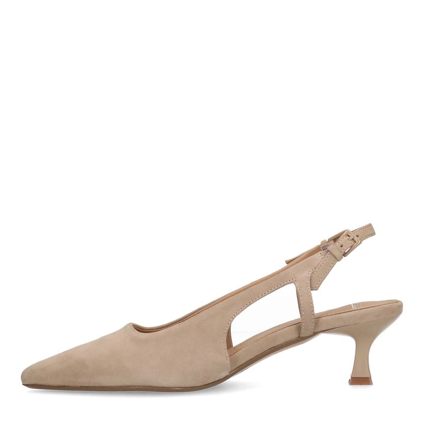 Beige suède slingback pumps