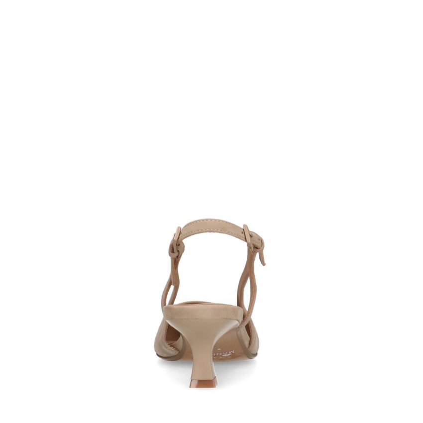 Beige suède slingback pumps