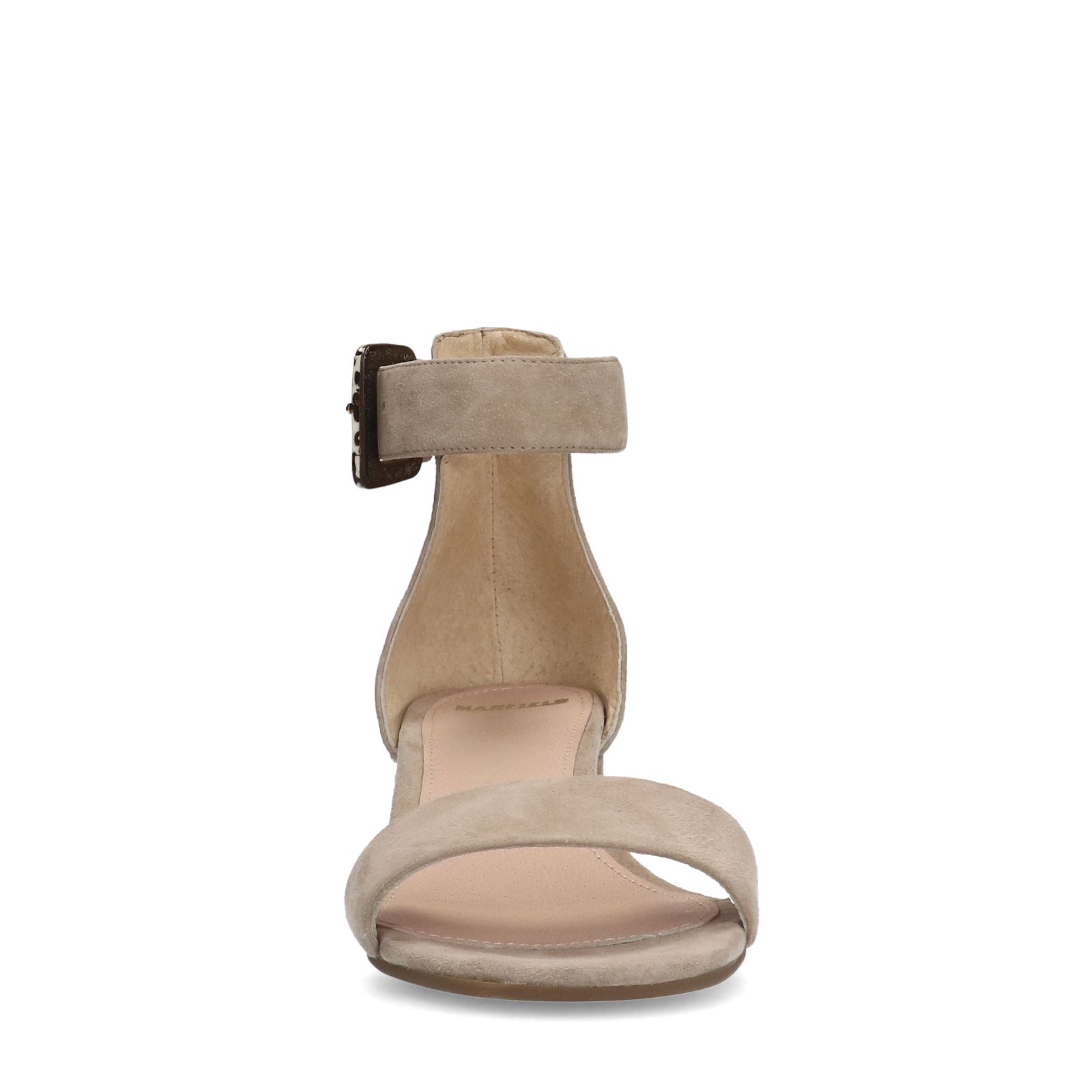 Beige suède pumps met enkelbandje