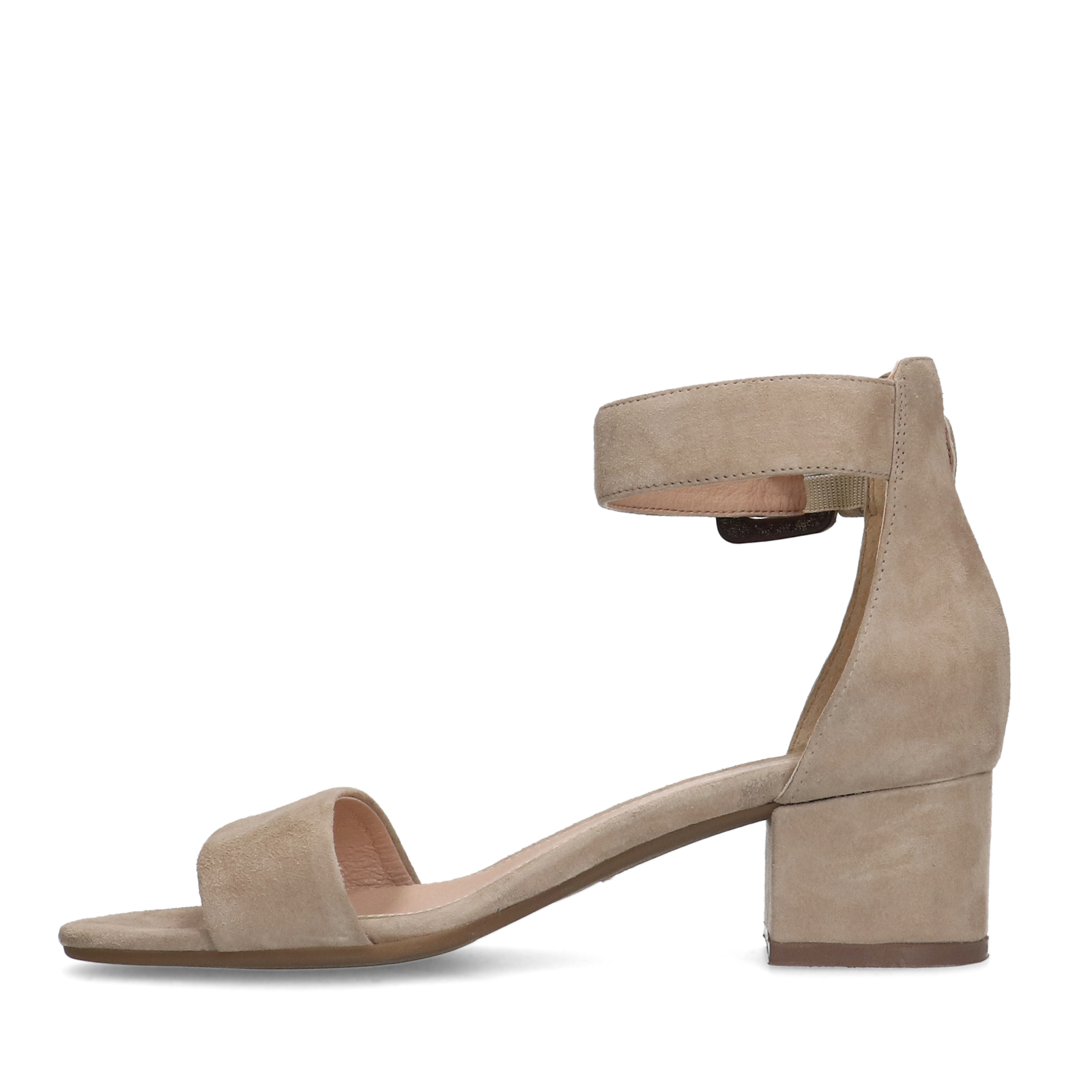 Beigefarbene Riemchenpumps aus Veloursleder | Sandaletten 