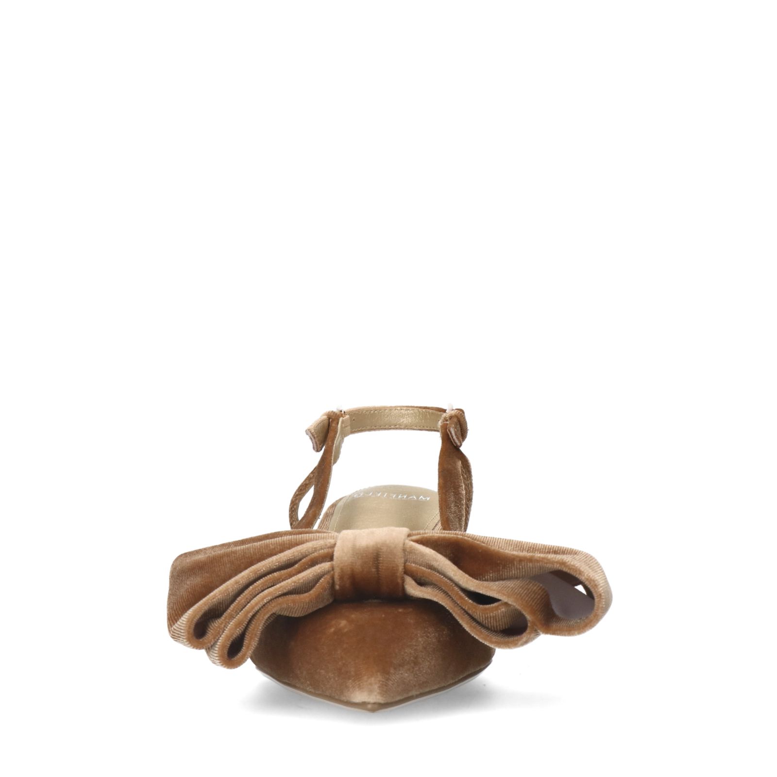 Taupefarbene Veloursleder-Slingbackpumps mit Schleife