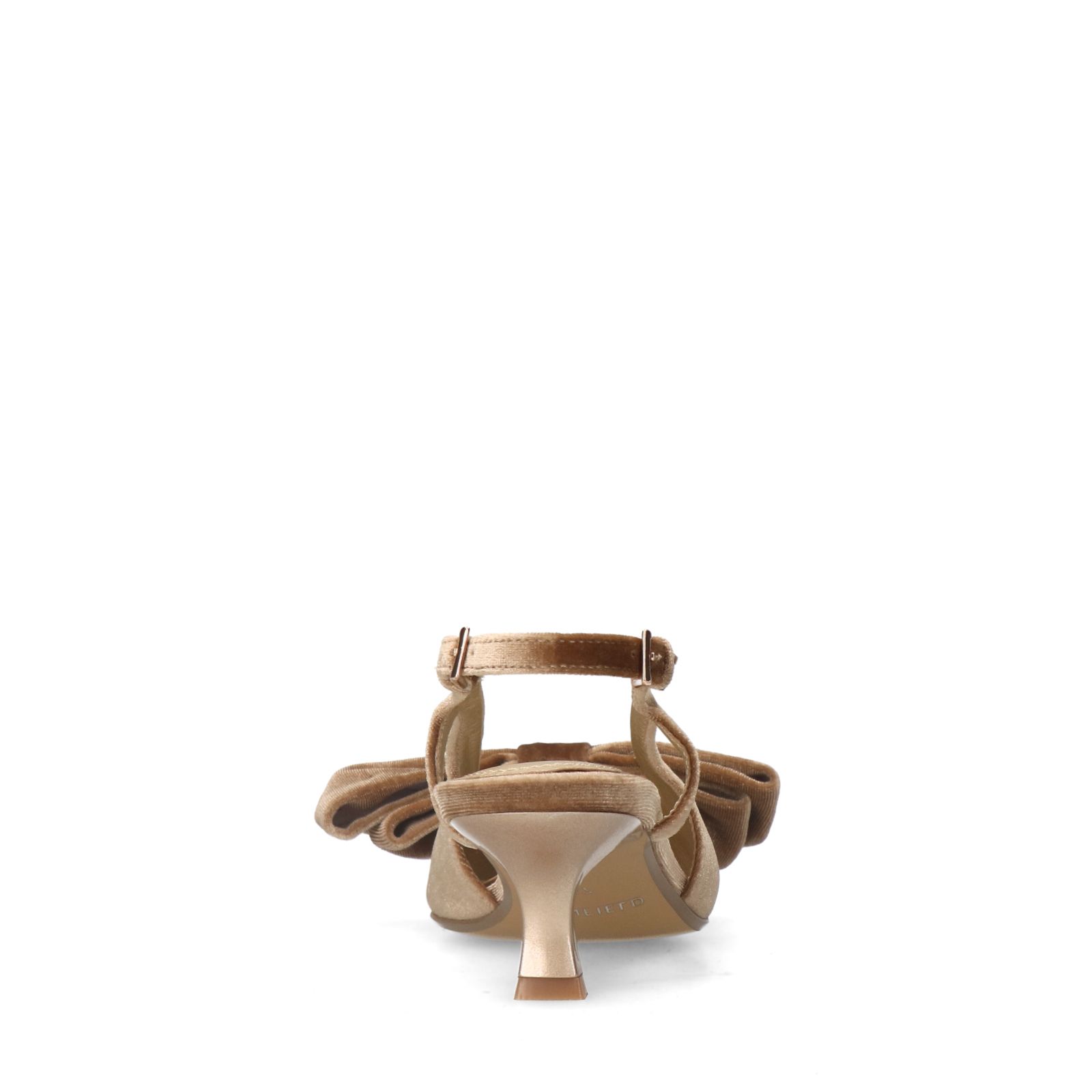 Taupefarbene Veloursleder-Slingbackpumps mit Schleife