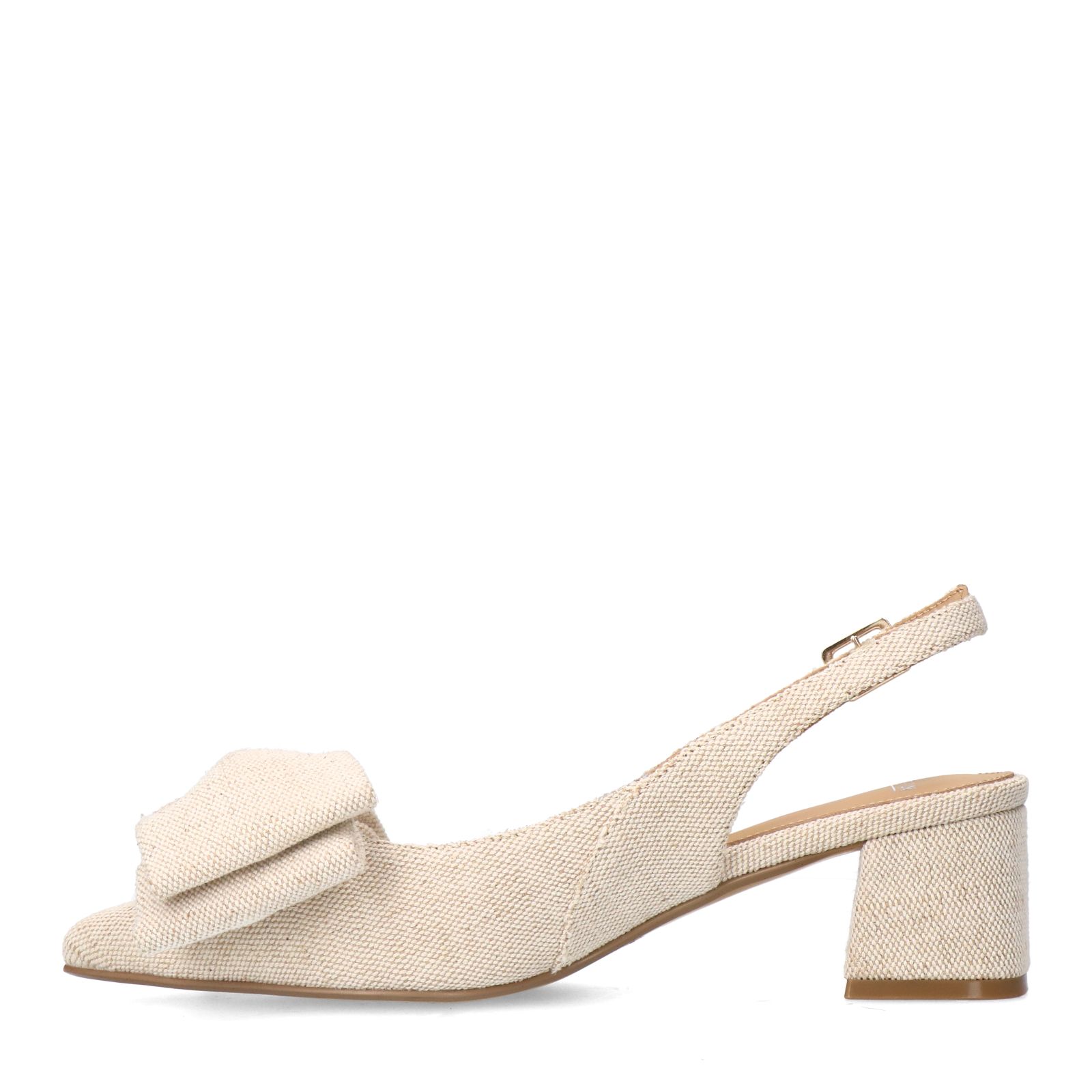 Beigefarbene Slingbackpumps mit Schleife