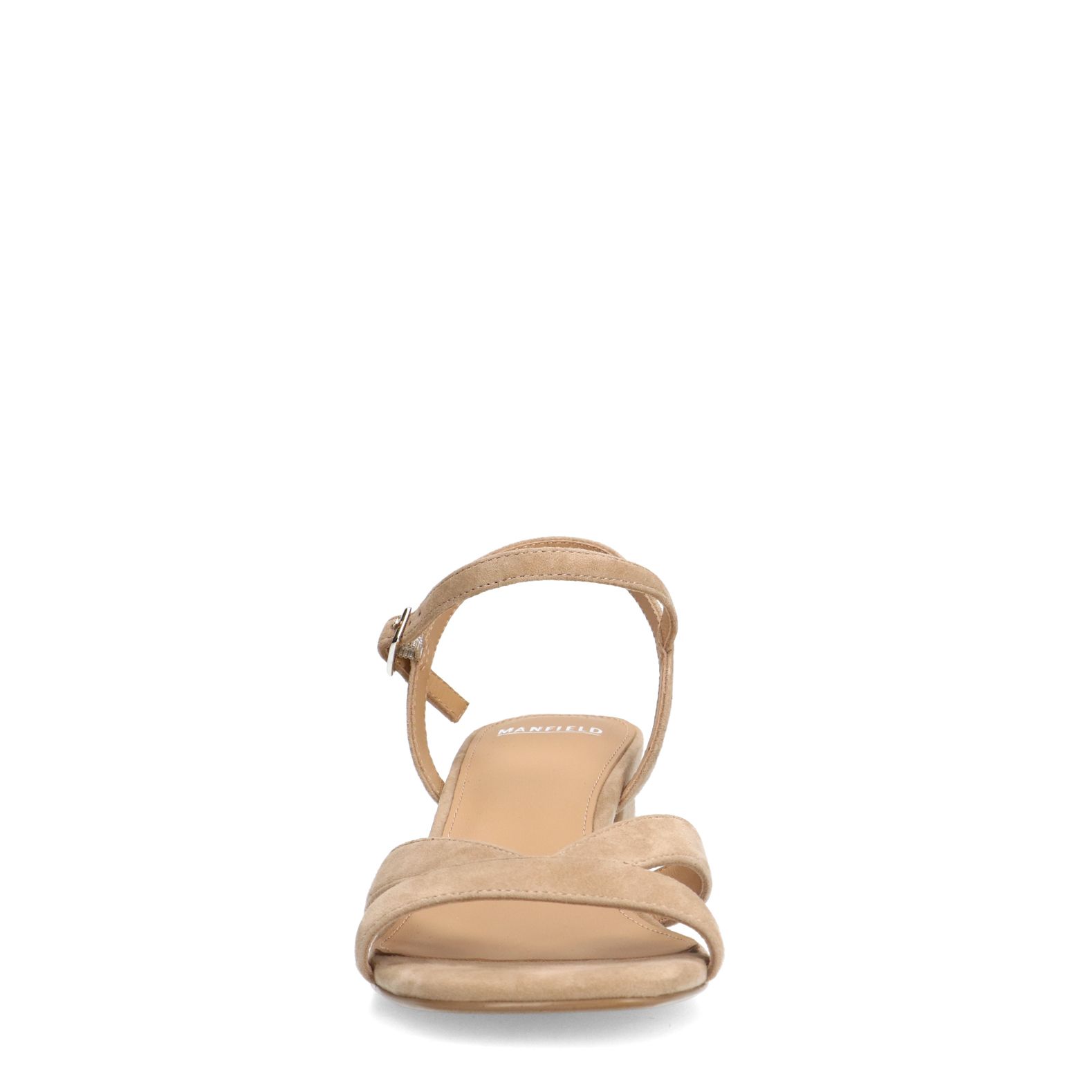 Beige suède sandalen met hak