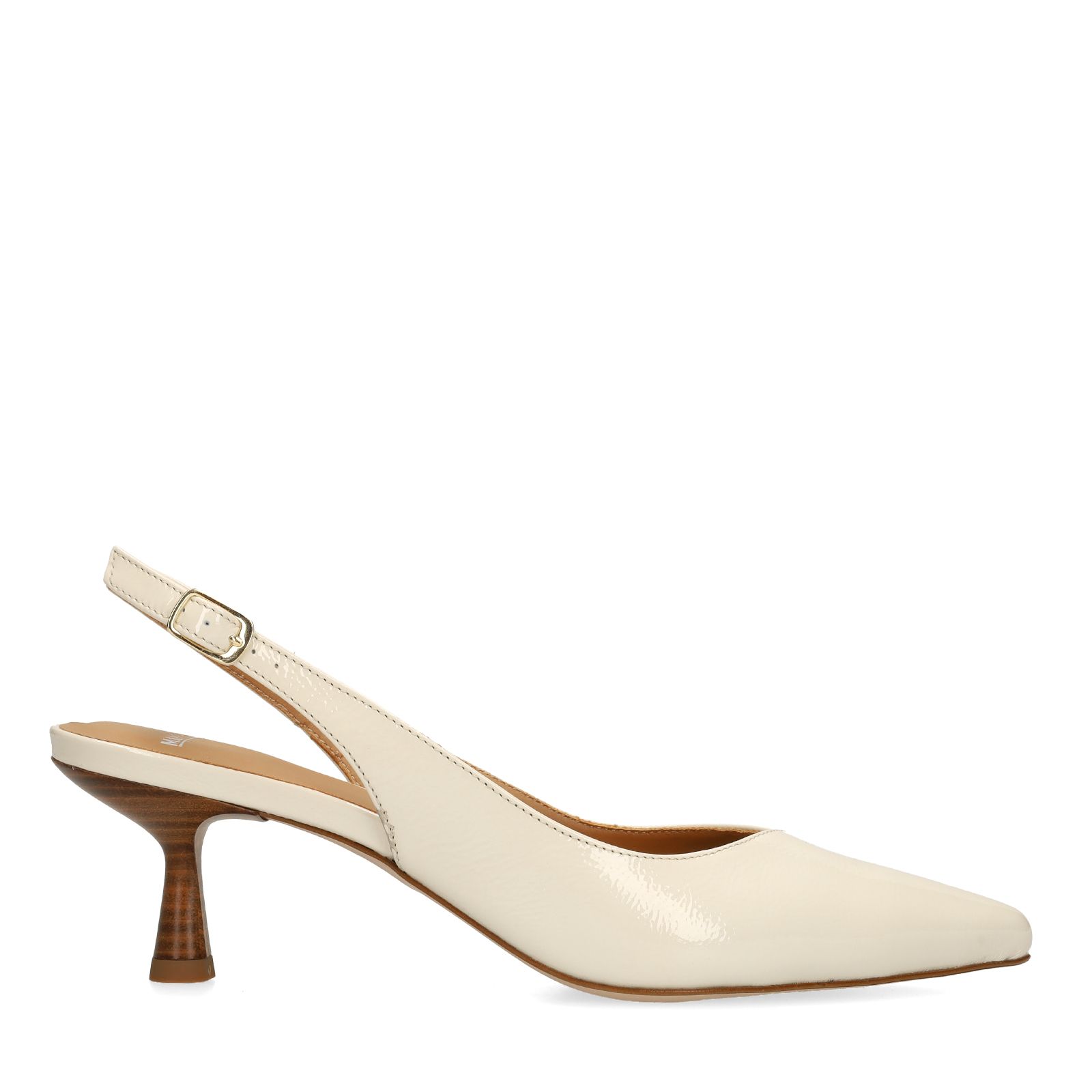 Off white lakleren slingbacks
