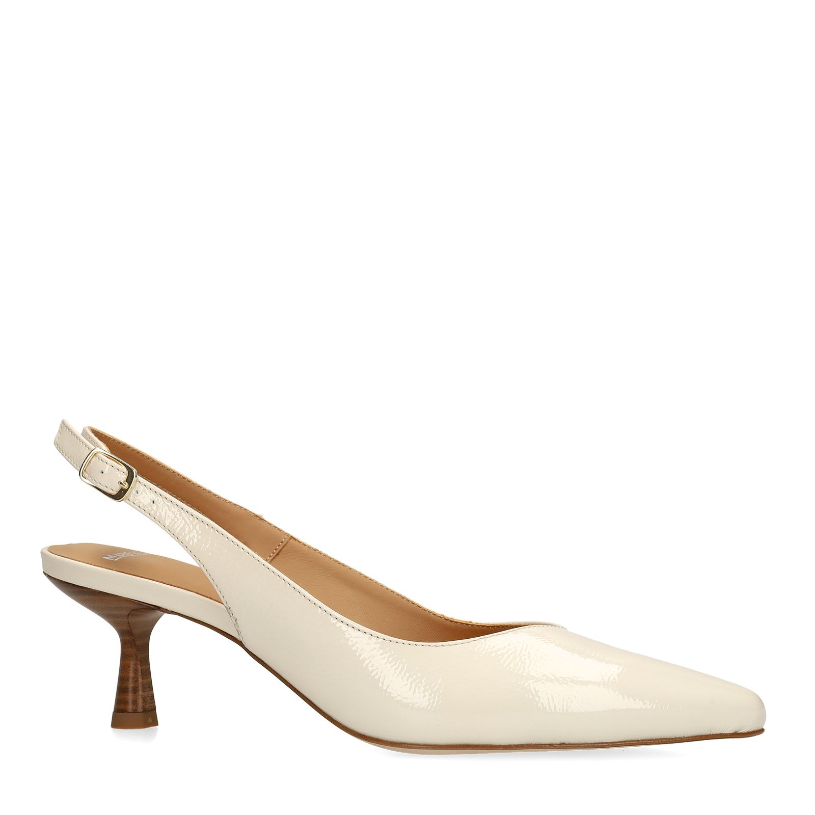 Off white lakleren slingbacks