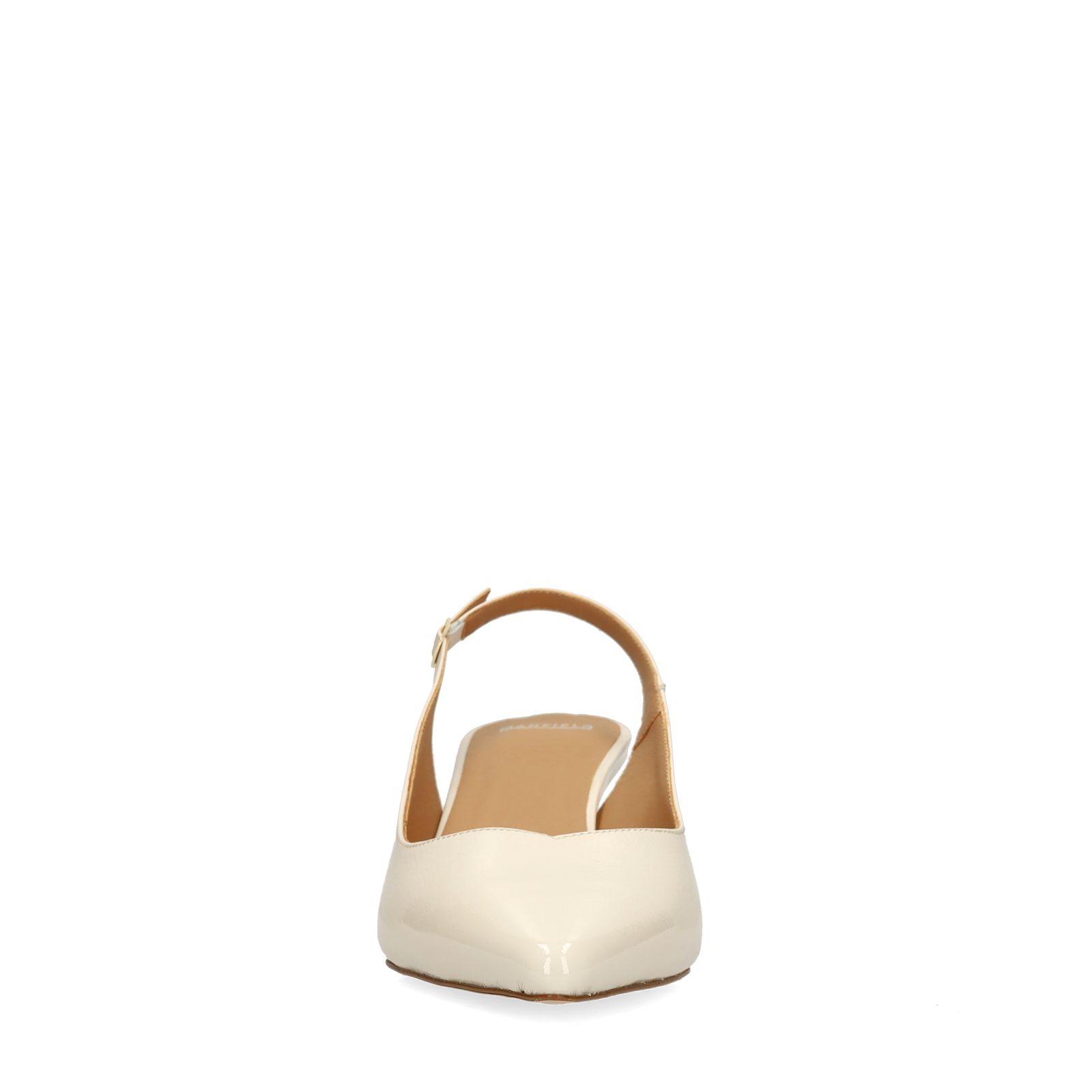 Off white lakleren slingbacks