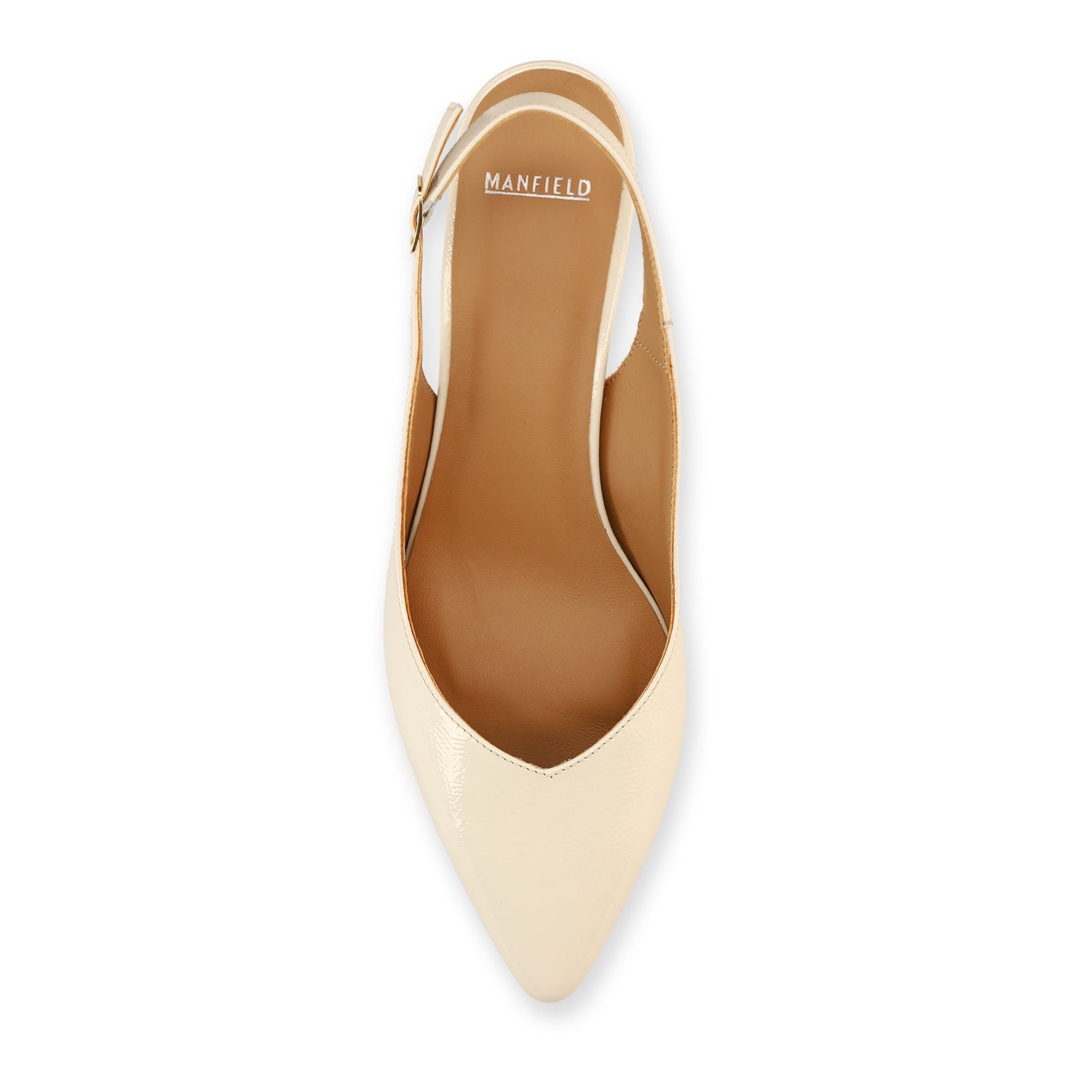 Off white lakleren slingbacks