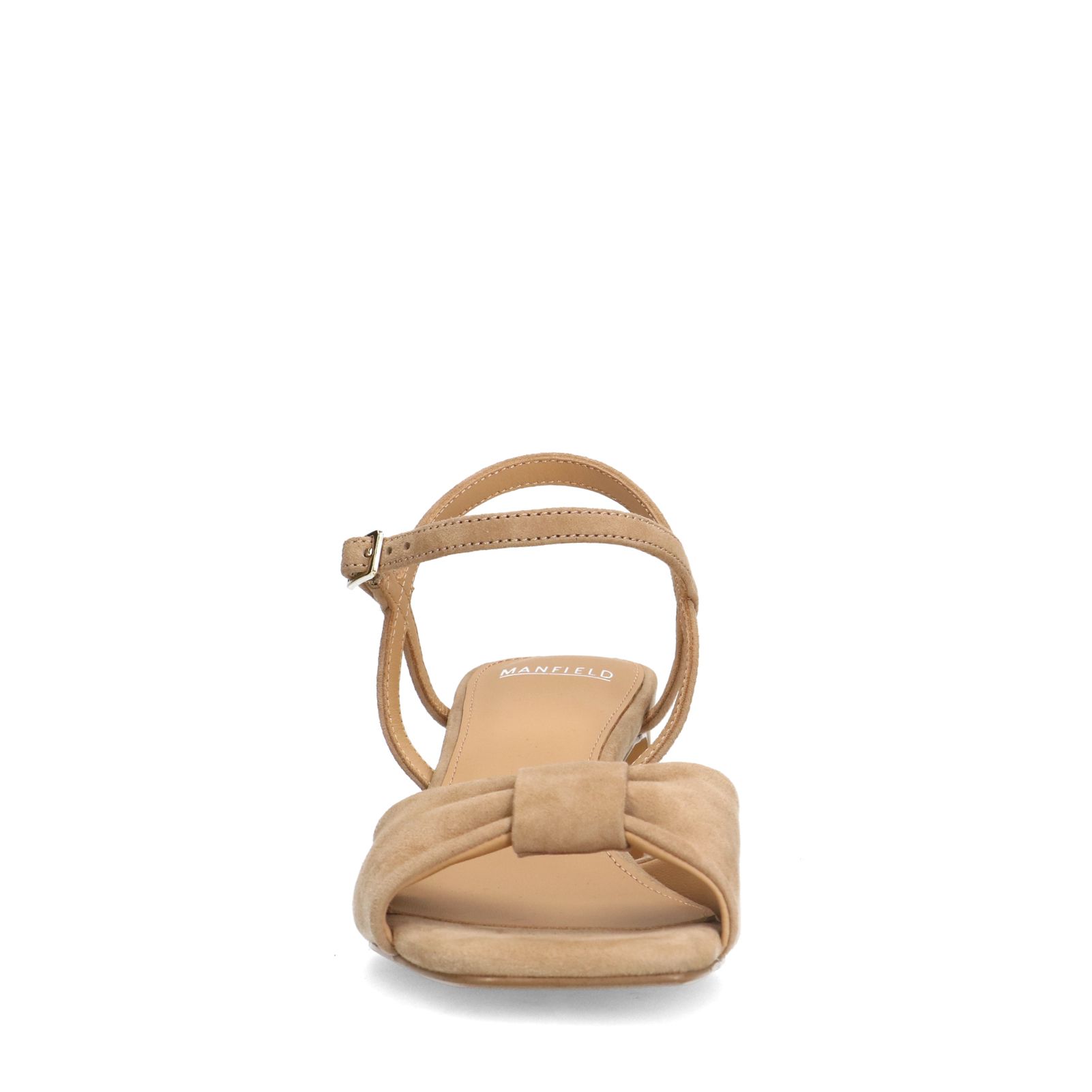 Beige suède sandalen met hak