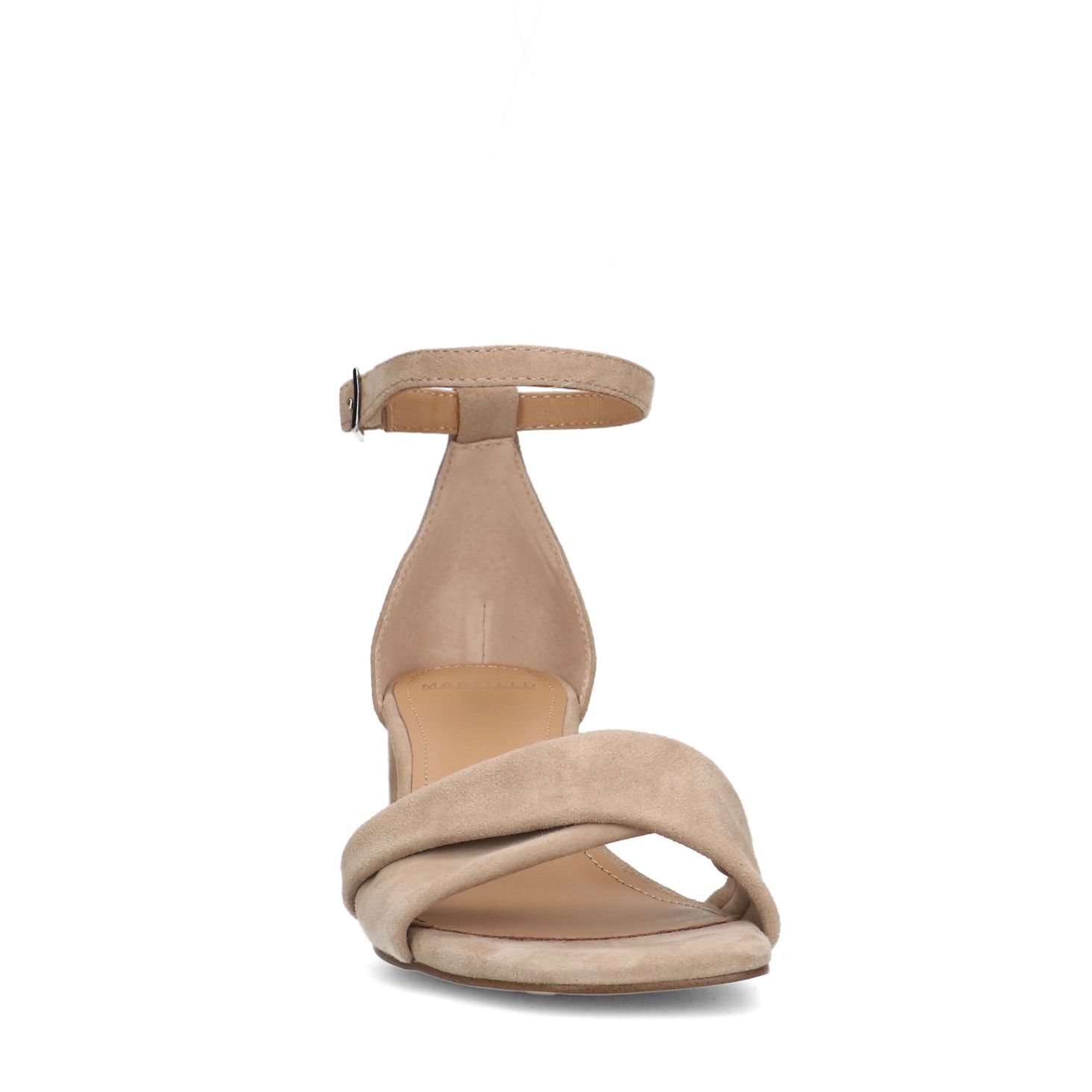 Beige suède sandalen met hak